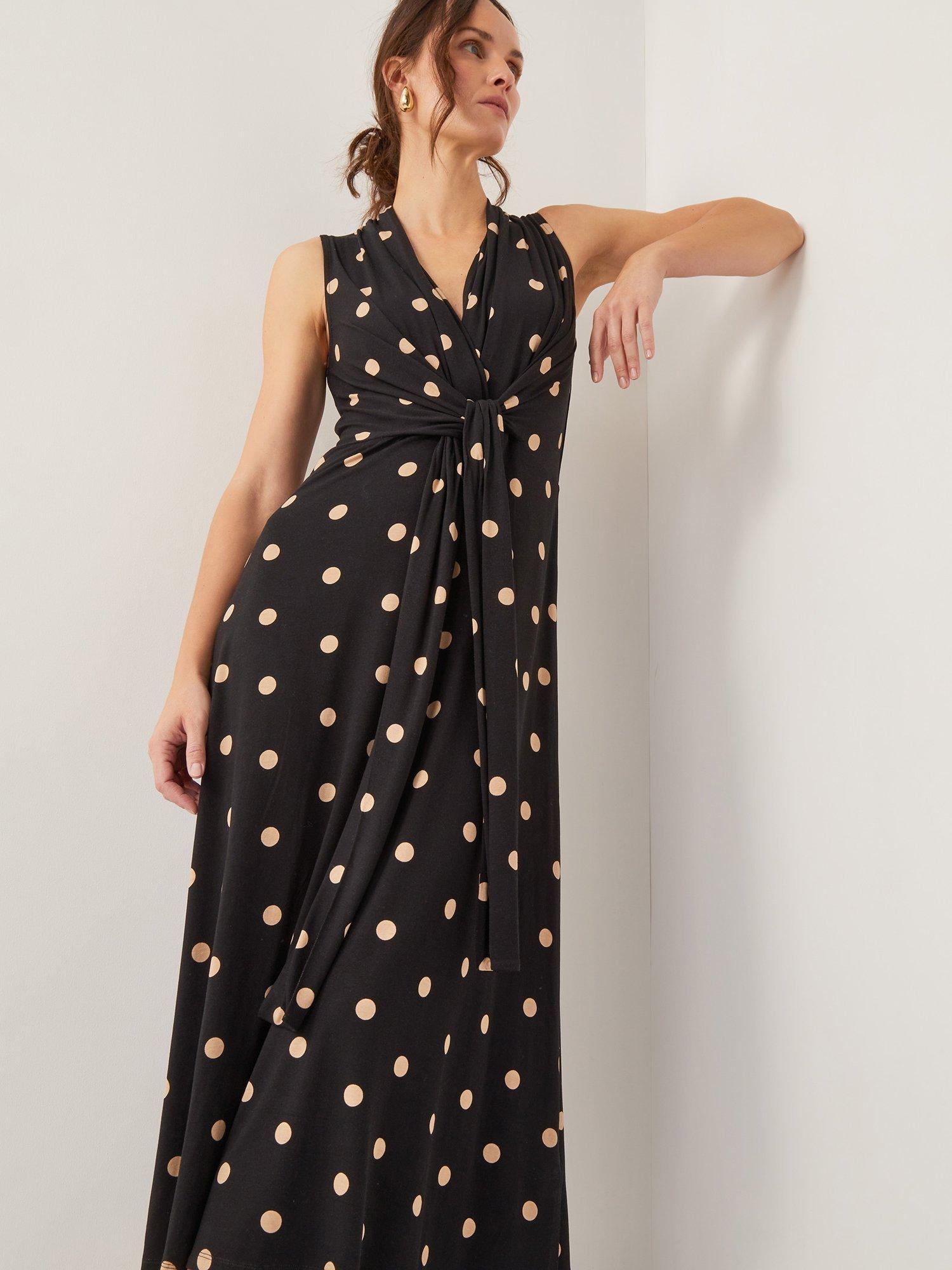 Product image 4 of 5, which shows Monsoon Sareesha Midi Dress, Black/Sand, S