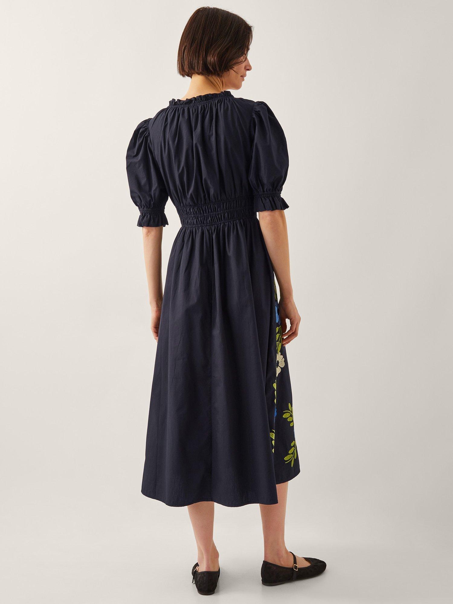 Product image 2 of 5, which shows Monsoon Shona Midi Dress, Black/Multi, S