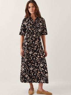 Monsoon Ulla Floral Print Jersey Dress, Black/Multi, Black/Multi