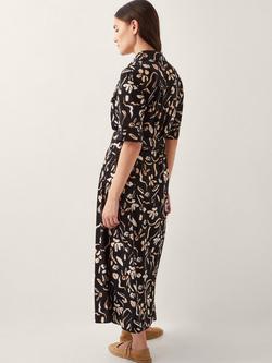 Monsoon Ulla Floral Print Jersey Dress, Black/Multi - view 2, Black/Multi