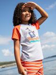 Frugi Kids' Renny Organic Cotton Raglan Sleeve Applique T-Shirt, Grey Mid