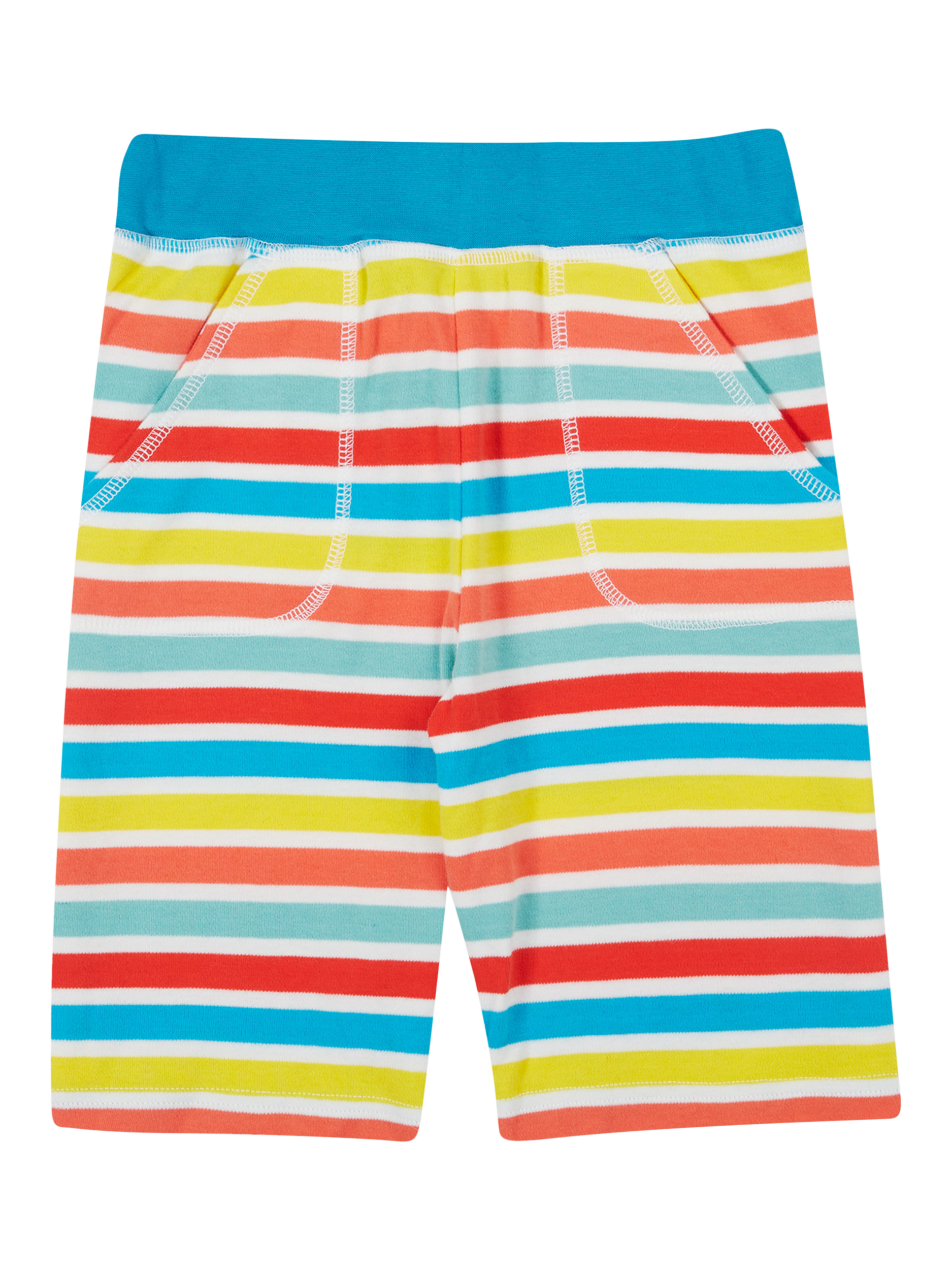 Product image 1 of 5, which shows Frugi Kids' Sunny Organic Cotton Stripe Shorts, Multi, 0-3 months