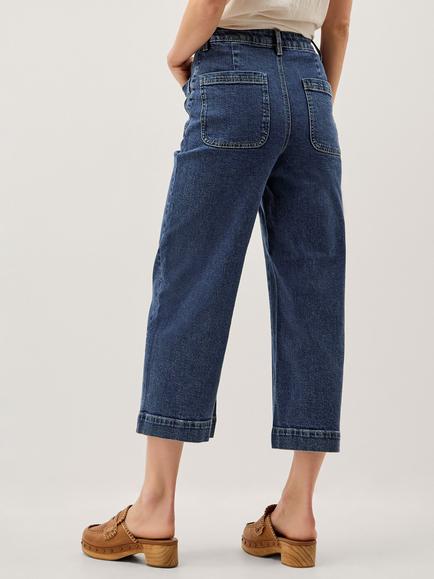 Monsoon Arlo Cropped Jeans - view 2, Mid Authentic Blue
