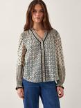Monsoon Jemmie Geometric Print Blouse, Ivory/Multi