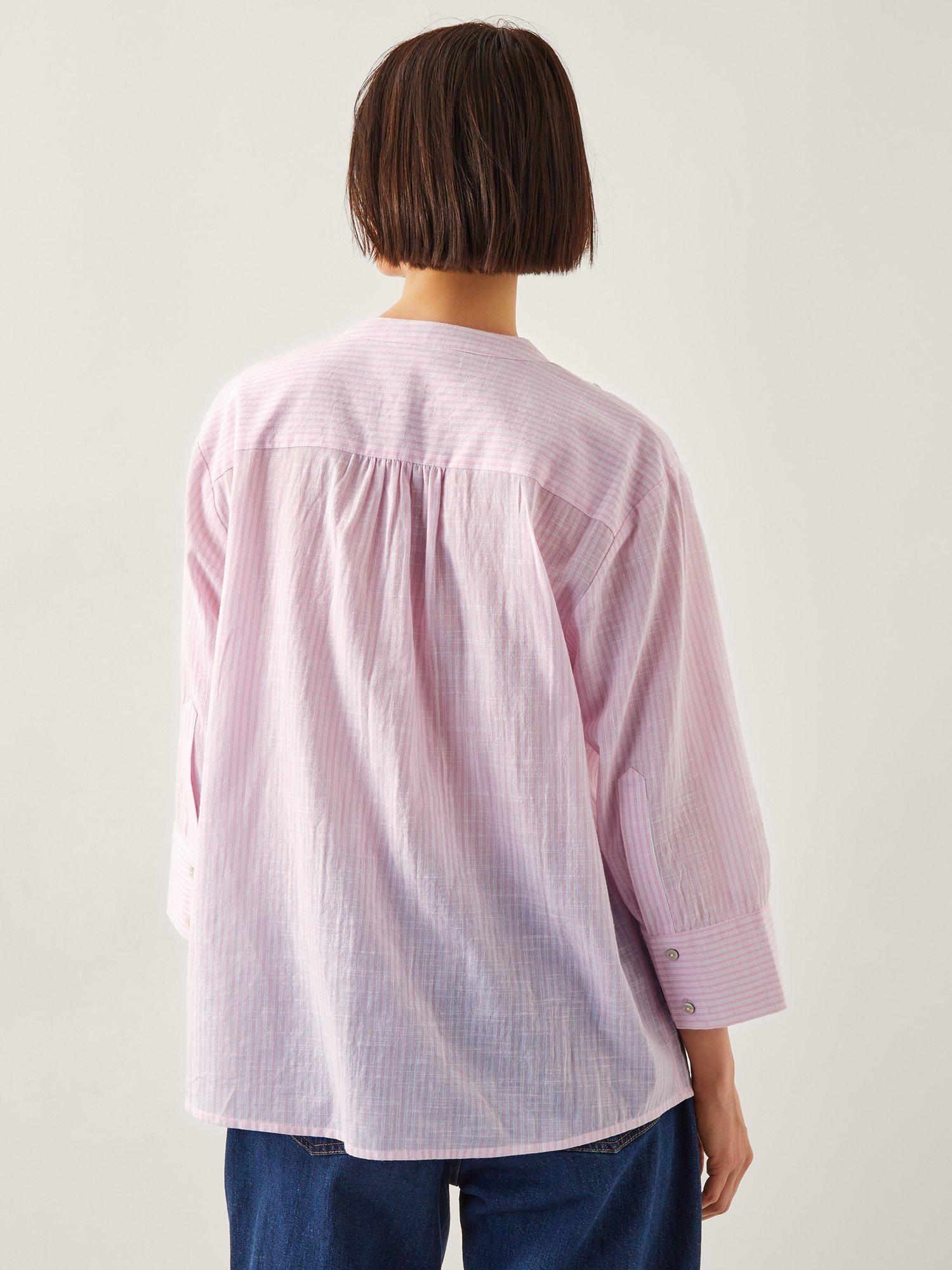 Product image 2 of 5, which shows Monsoon Laura Ruffle Shirt, Pink, S