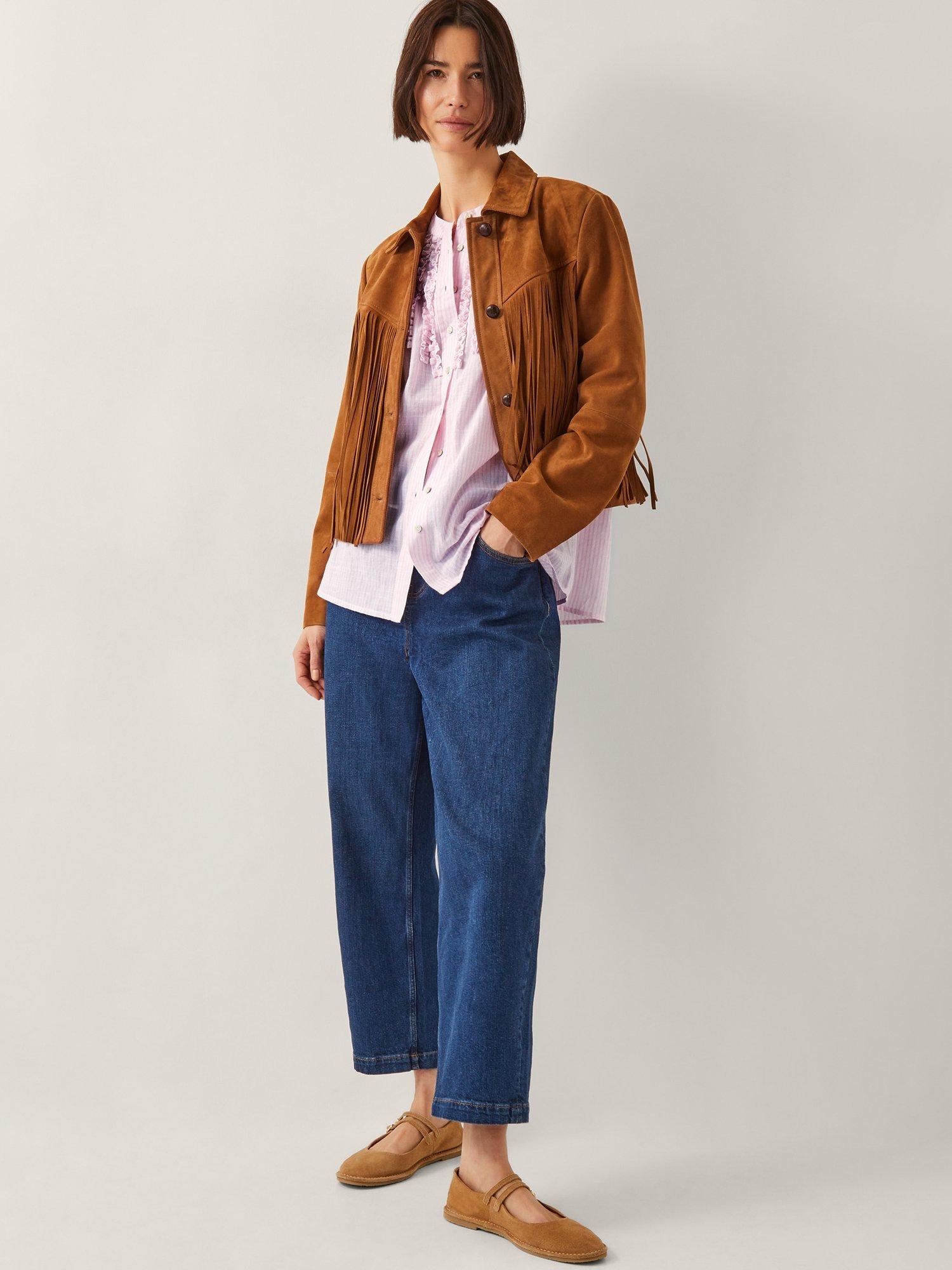 Product image 3 of 5, which shows Monsoon Laura Ruffle Shirt, Pink, S