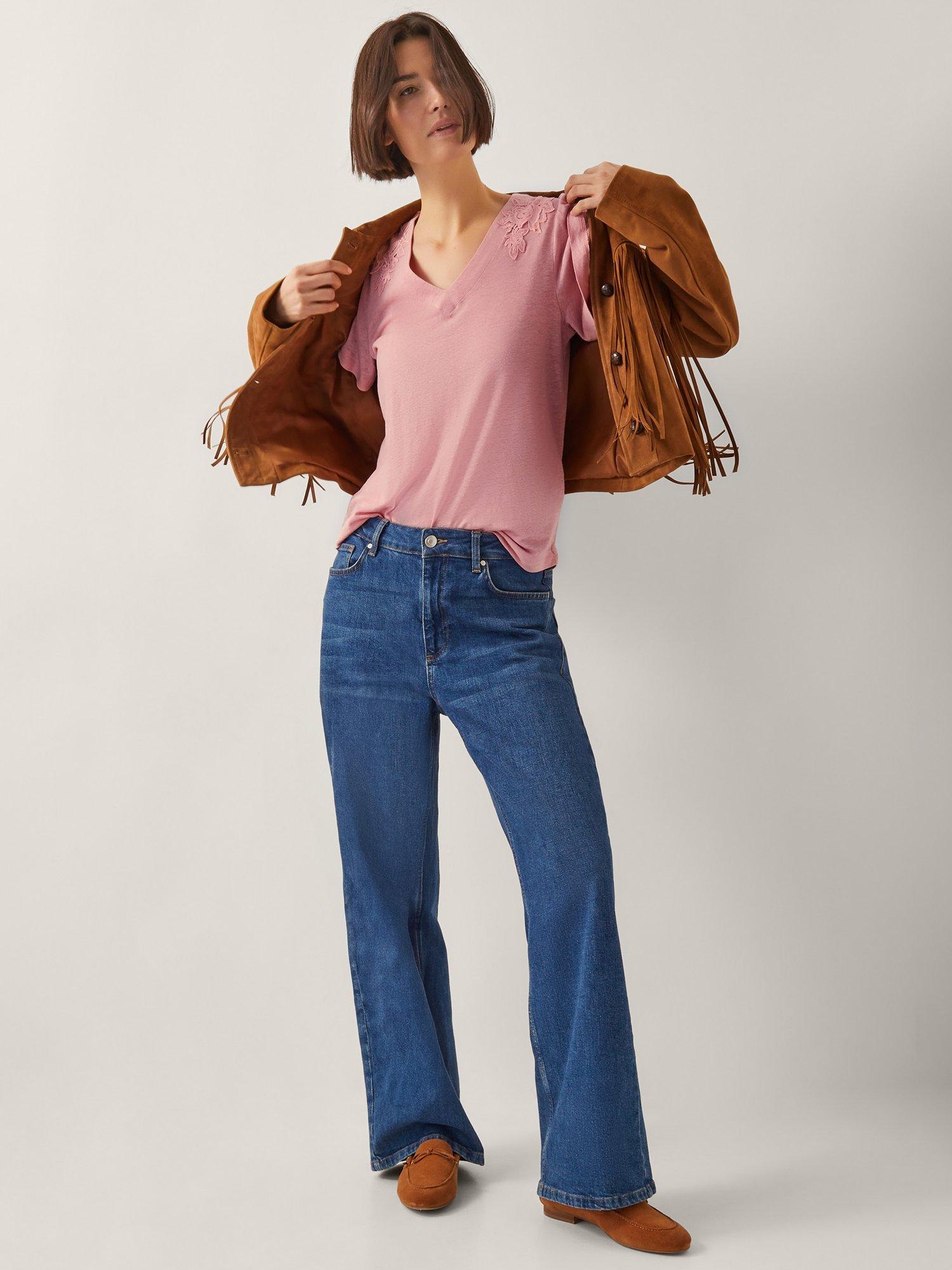 Product image 3 of 5, which shows Monsoon Mabel Linen Blend T-Shirt, Blush, S