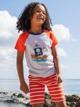 Frugi Kids' Organic Cotton Stripe Shorts, Tiger Orange
