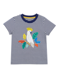 Frugi Kids' Elijah Organic Cotton Stripe Applique T-Shirt, Blue Navy