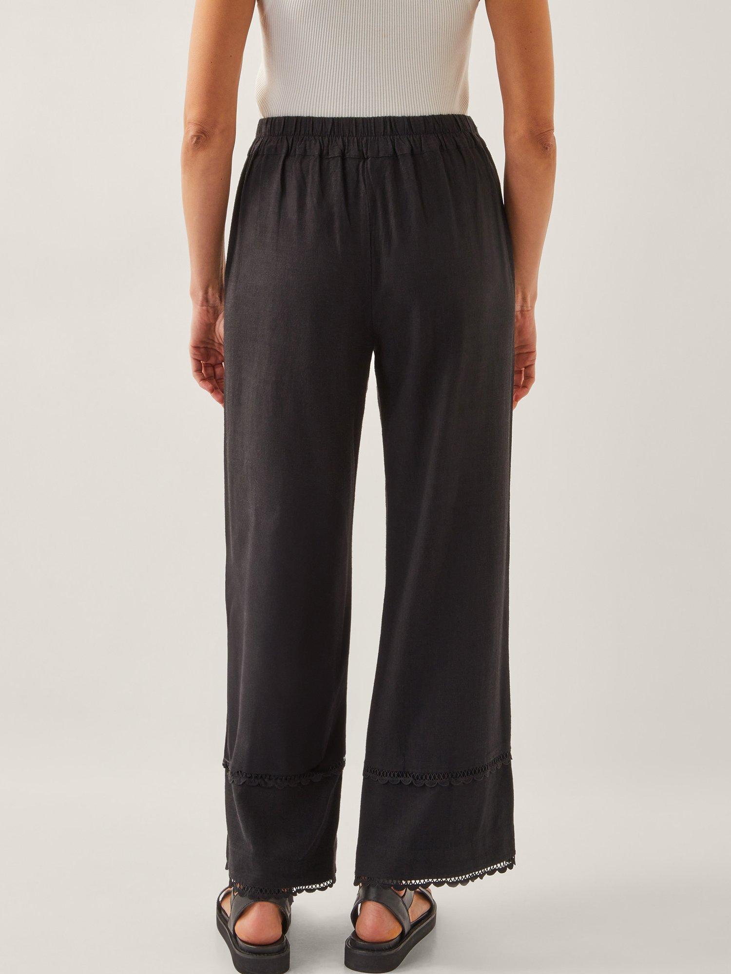 Product image 2 of 5, which shows Monsoon Hayley Embroidered Trousers, Black, S