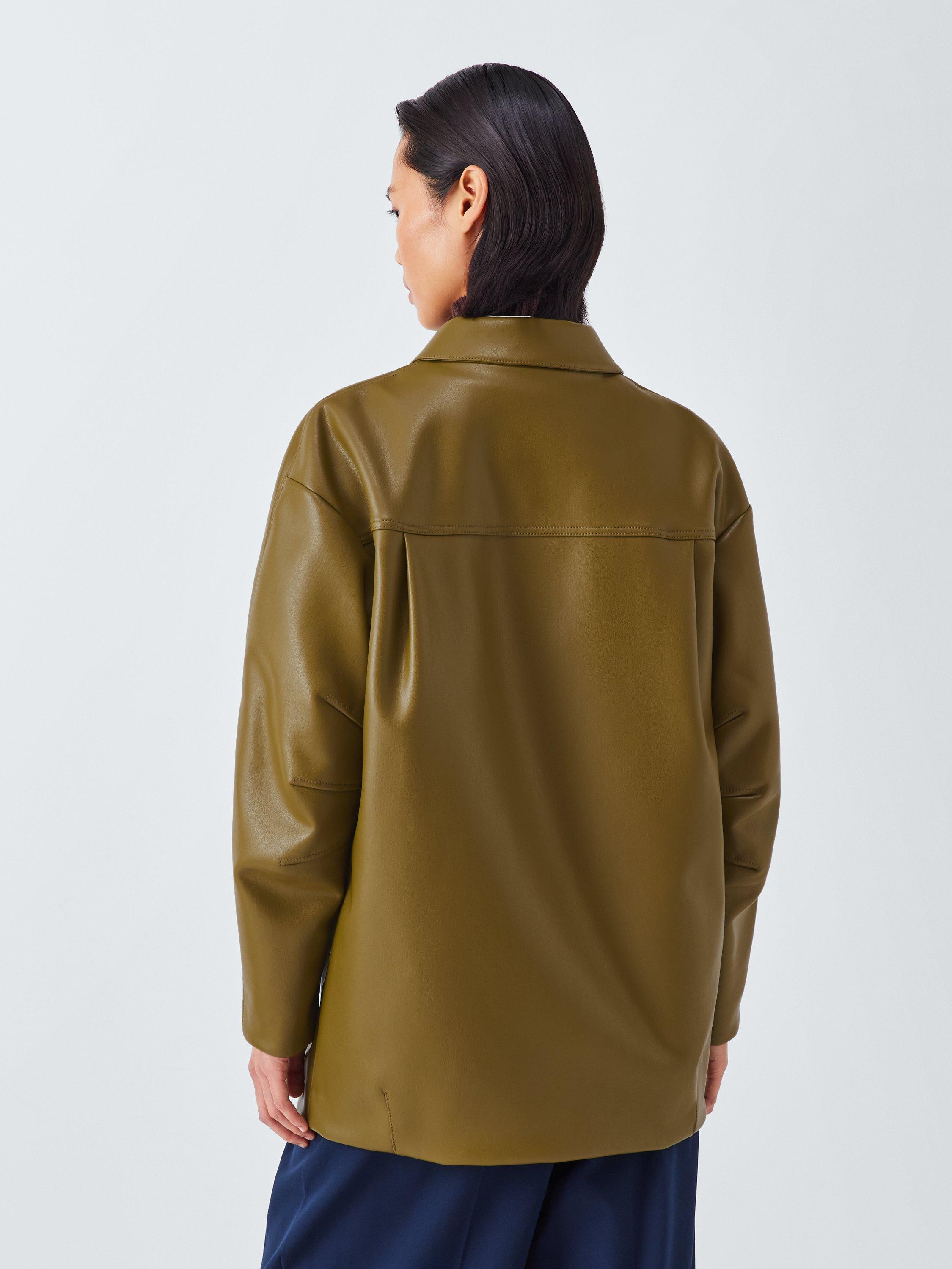 Product image 2 of 6, which shows MM by MaxMara Fuoco Faux Leather Jacket, Olive Green, S