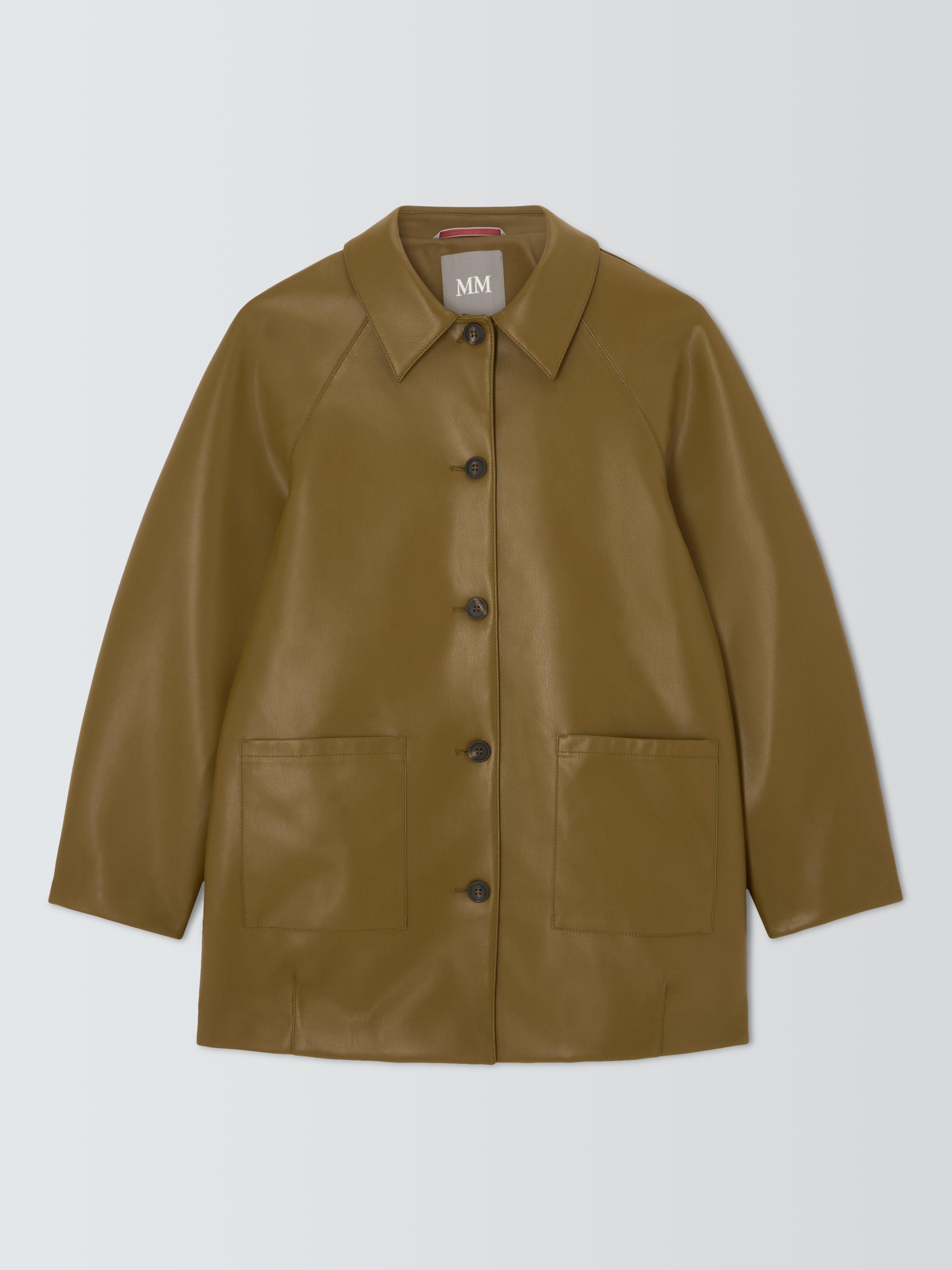 Product image 4 of 6, which shows MM by MaxMara Fuoco Faux Leather Jacket, Olive Green, S