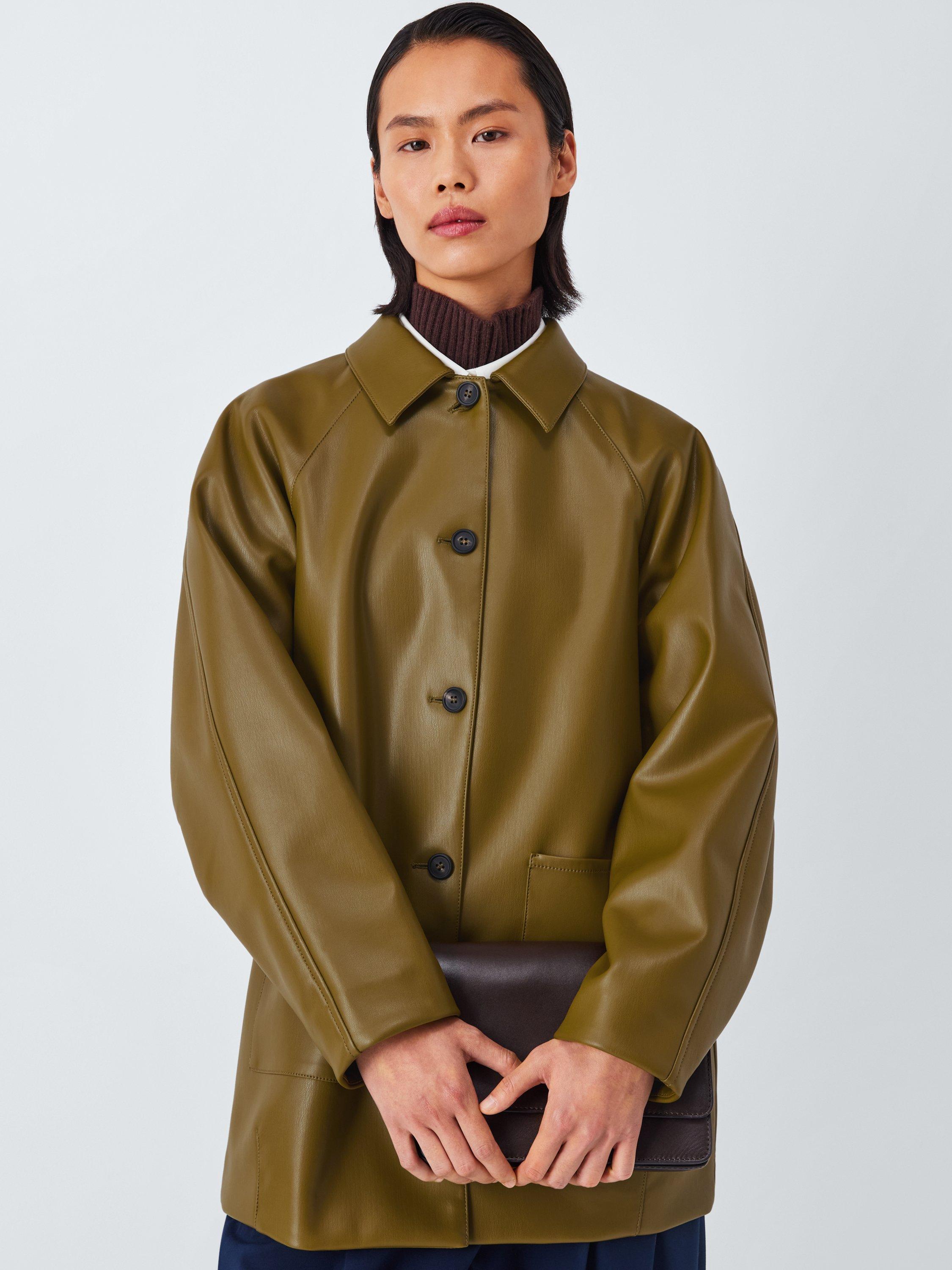 Product image 6 of 6, which shows MM by MaxMara Fuoco Faux Leather Jacket, Olive Green, S