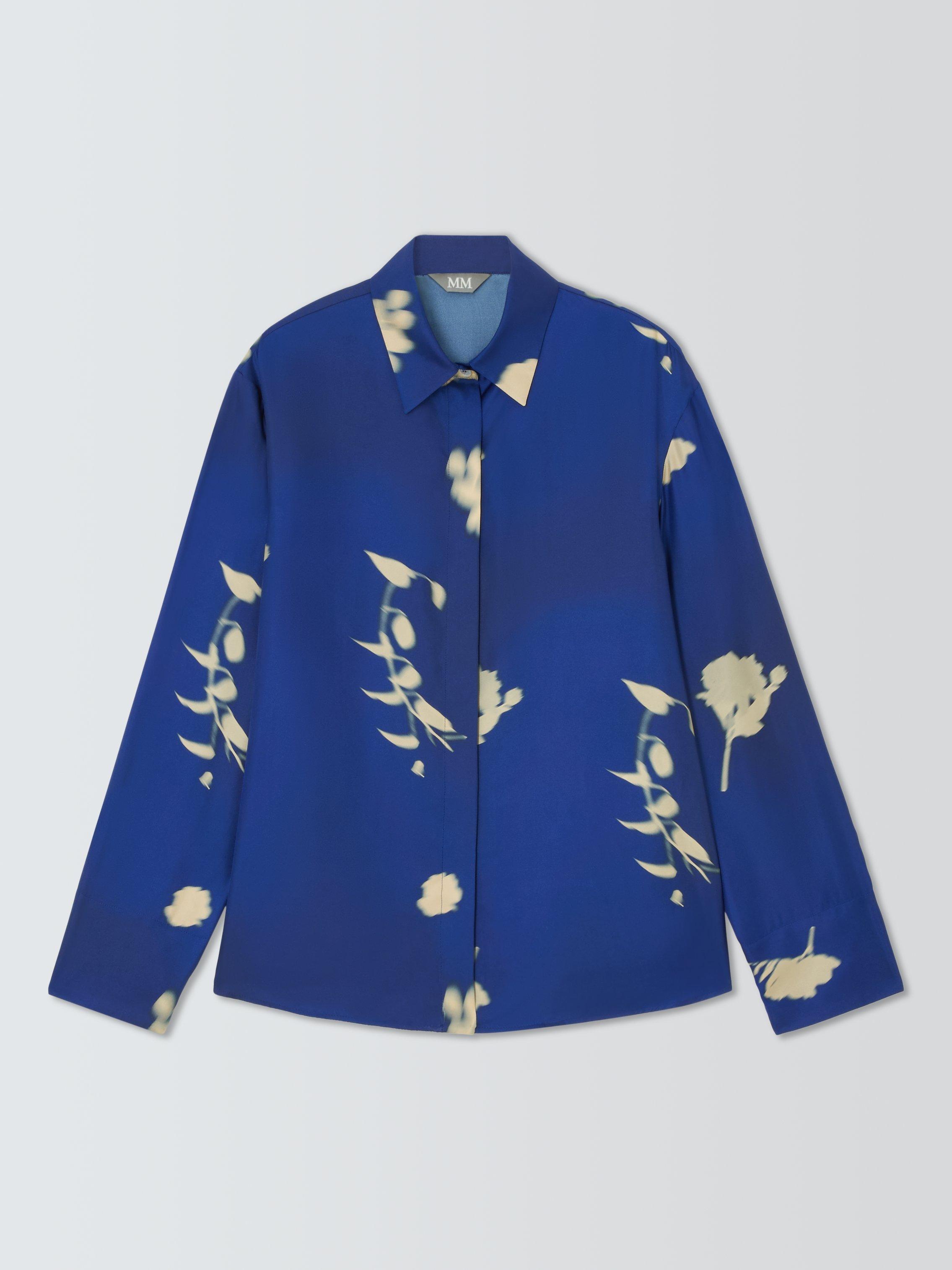 Product image 4 of 7, which shows MM Eraclea Floral Pure Silk Shirt, Blue/White, 6