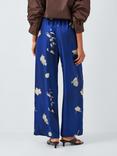 MM Helga Floral Pure Silk Trousers, Blue/White