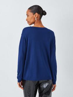 MM by MaxMara Arca Long Sleeve Silk Blend Top - view 2, Blue