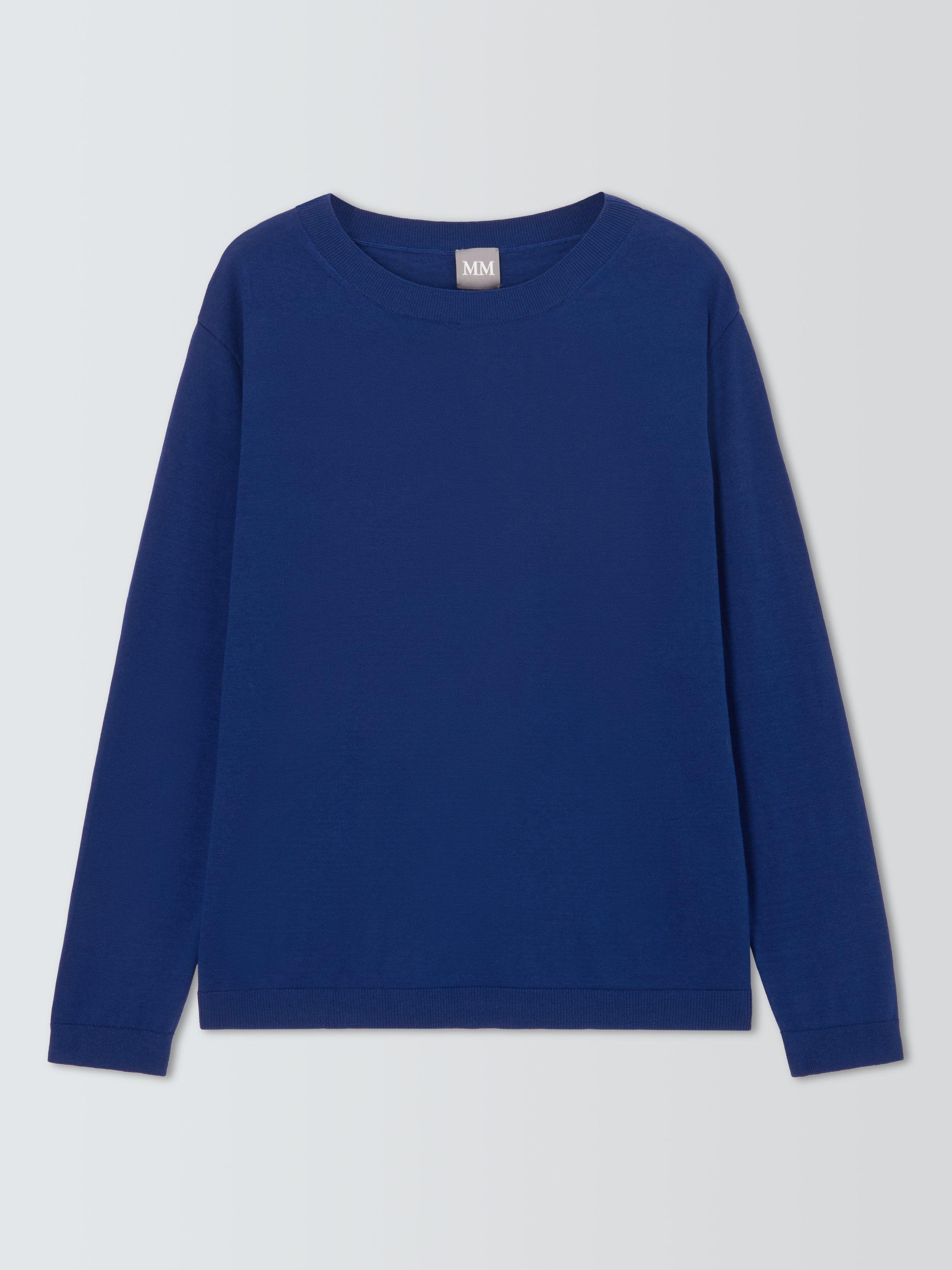 Product image 4 of 6, which shows MM Arca Long Sleeve Silk Blend Top, Blue, XS