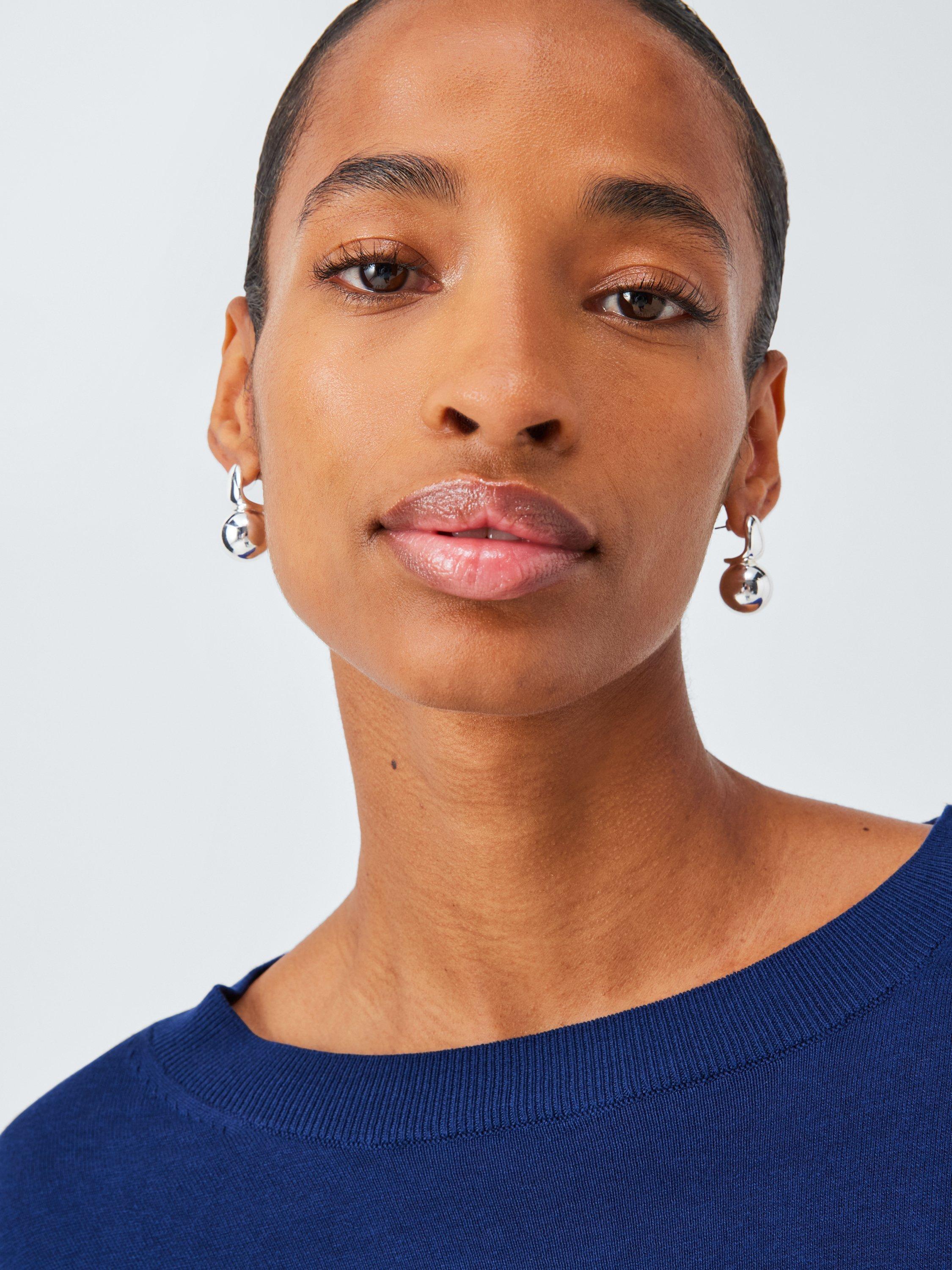 Product image 5 of 6, which shows MM Arca Long Sleeve Silk Blend Top, Blue, XS