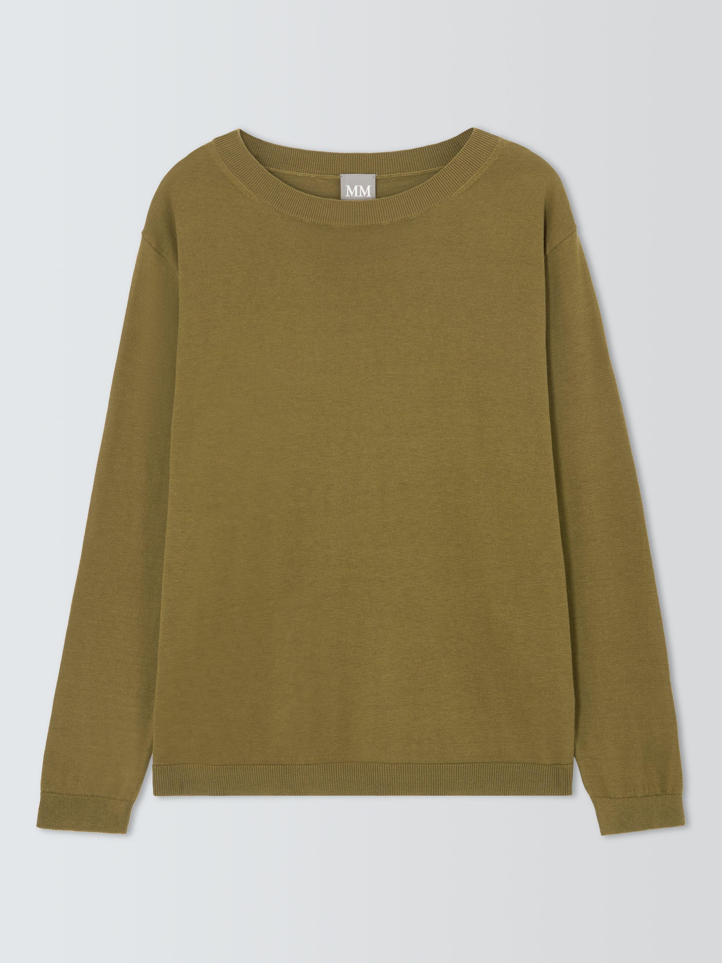 Product image 4 of 6, which shows MM Arca Long Sleeve Silk Blend Top, Green, XS