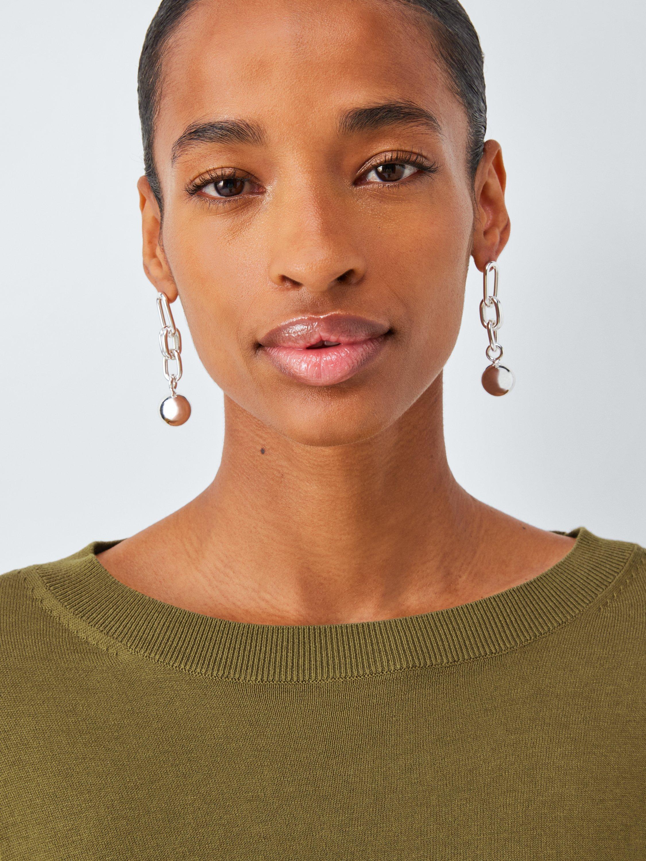 Product image 5 of 6, which shows MM Arca Long Sleeve Silk Blend Top, Green, XS