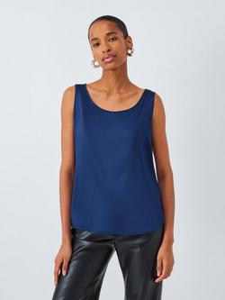 MM by MaxMara Pan Sleeveless Silk Rich Top, Blue, Blue