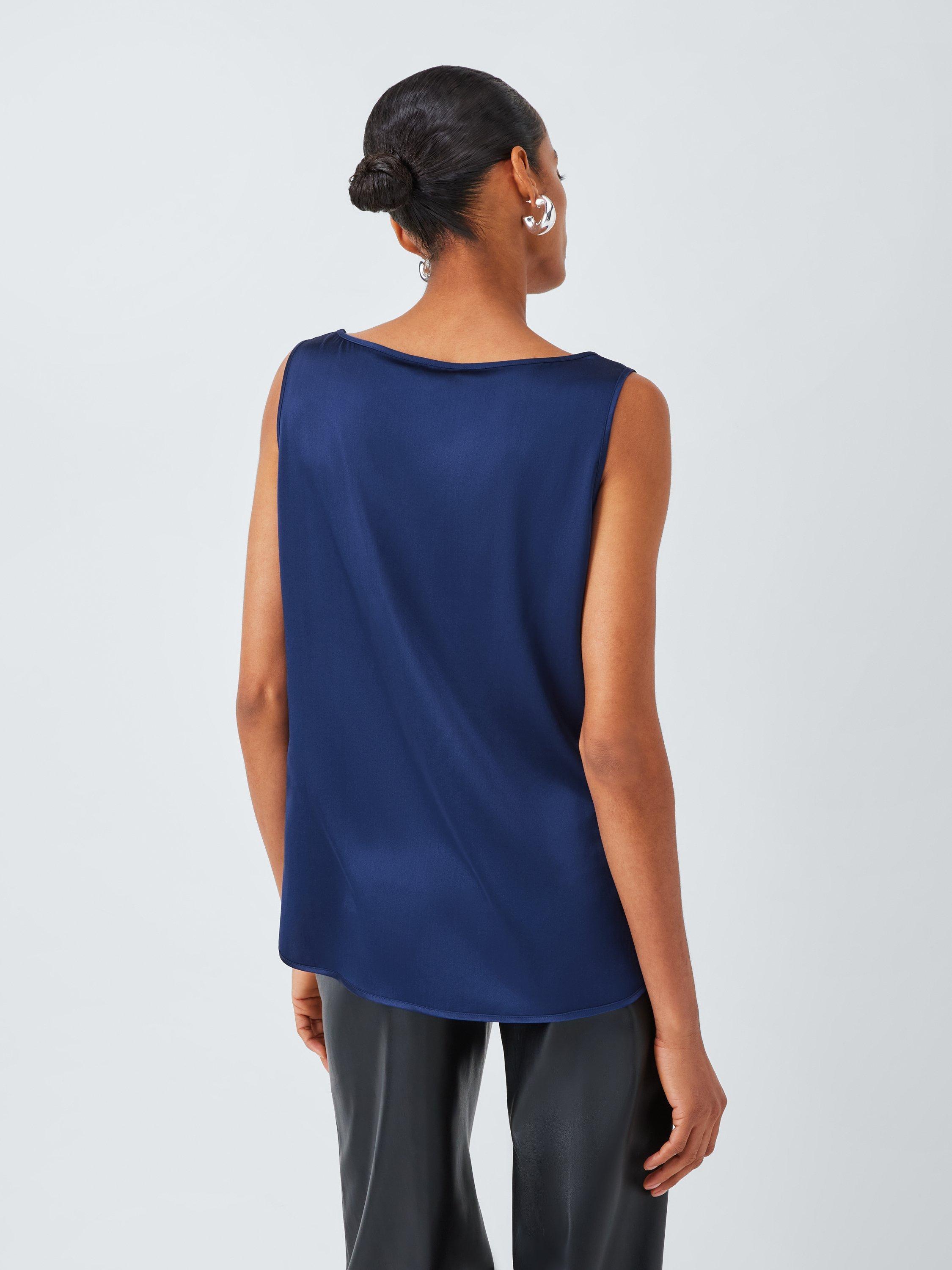 Product image 2 of 6, which shows MM by MaxMara Pan Sleeveless Silk Rich Top, Blue, 6