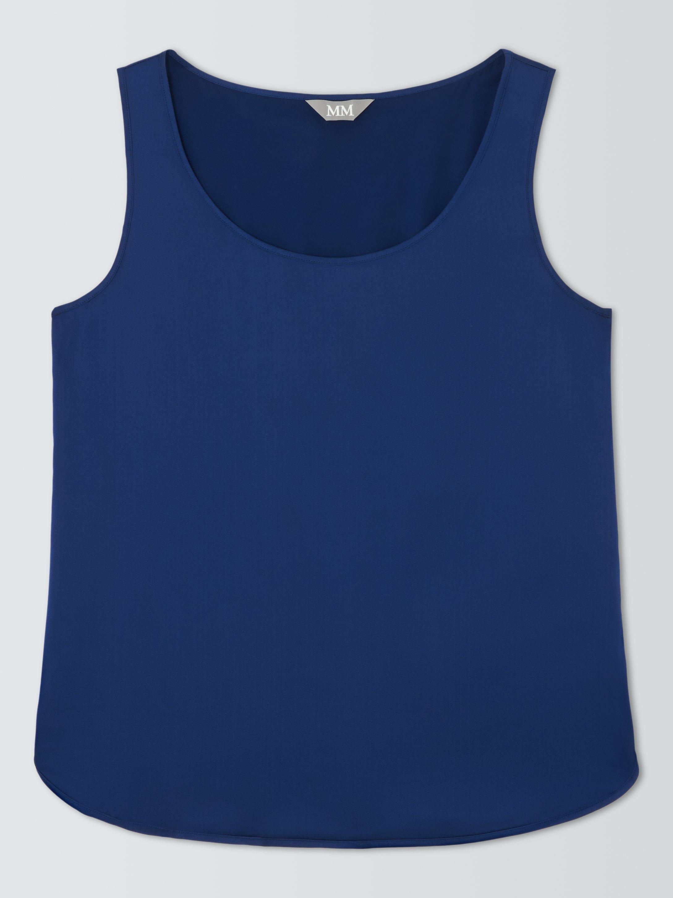 Product image 4 of 6, which shows MM by MaxMara Pan Sleeveless Silk Rich Top, Blue, 6