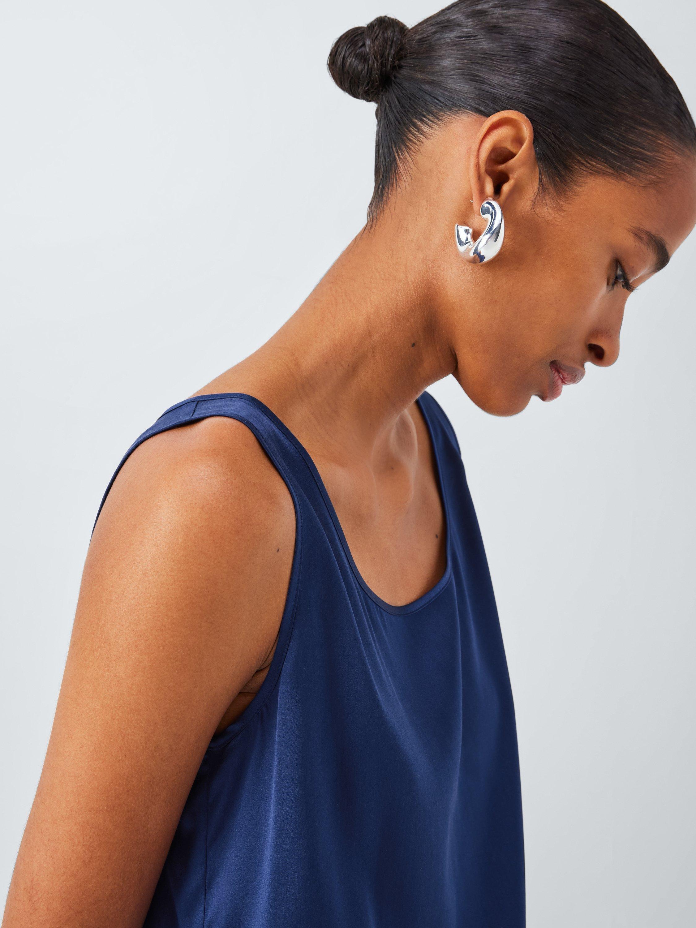 Product image 5 of 6, which shows MM by MaxMara Pan Sleeveless Silk Rich Top, Blue, 6