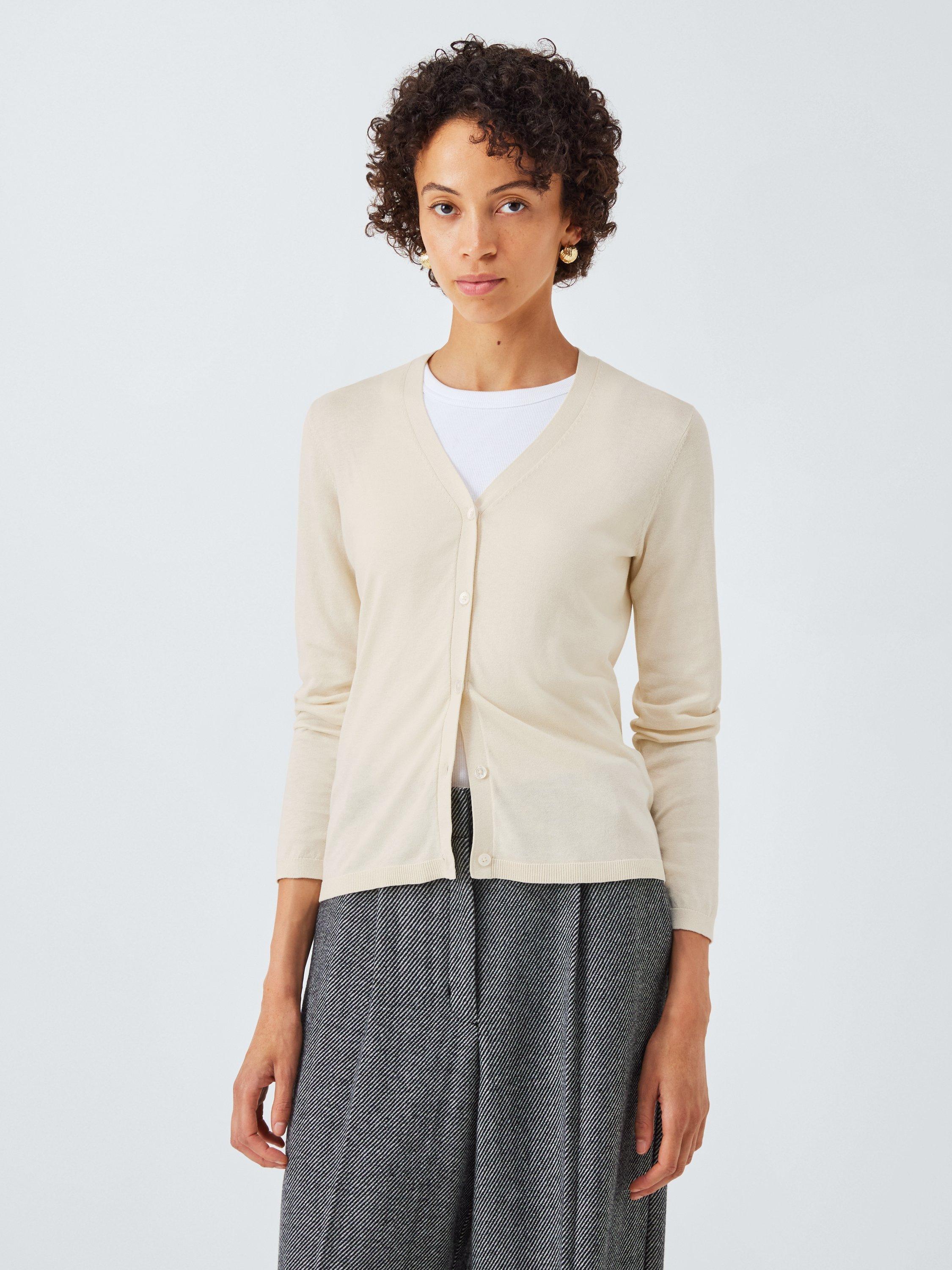 Product image 1 of 6, which shows MM Efedra Silk Rich Cardigan, Beige, XS