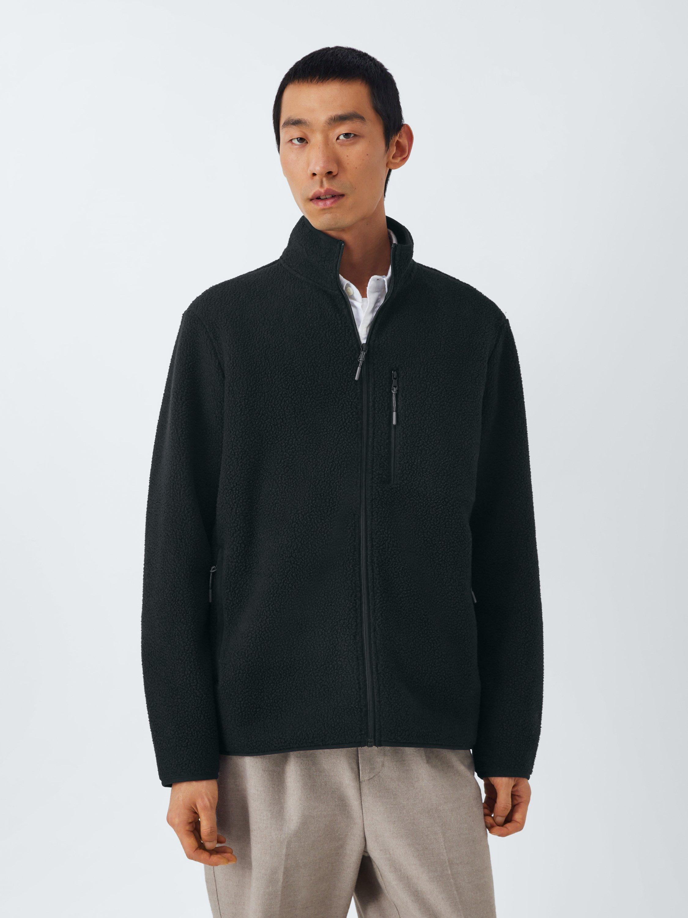 Product image 1 of 6, which shows John Lewis Bonded Borg Zip Front Jacket, Black, M