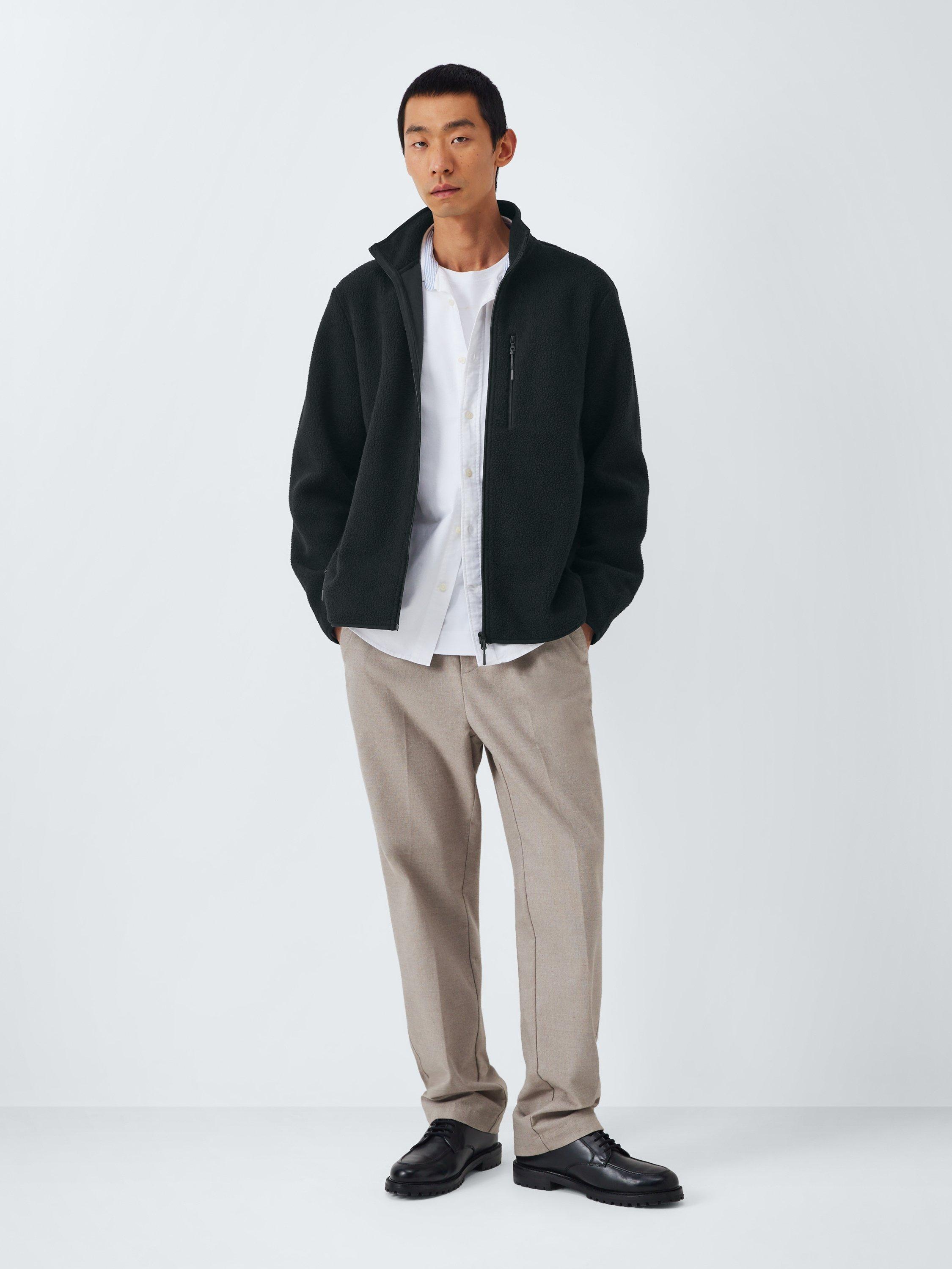 Product image 3 of 6, which shows John Lewis Bonded Borg Zip Front Jacket, Black, M