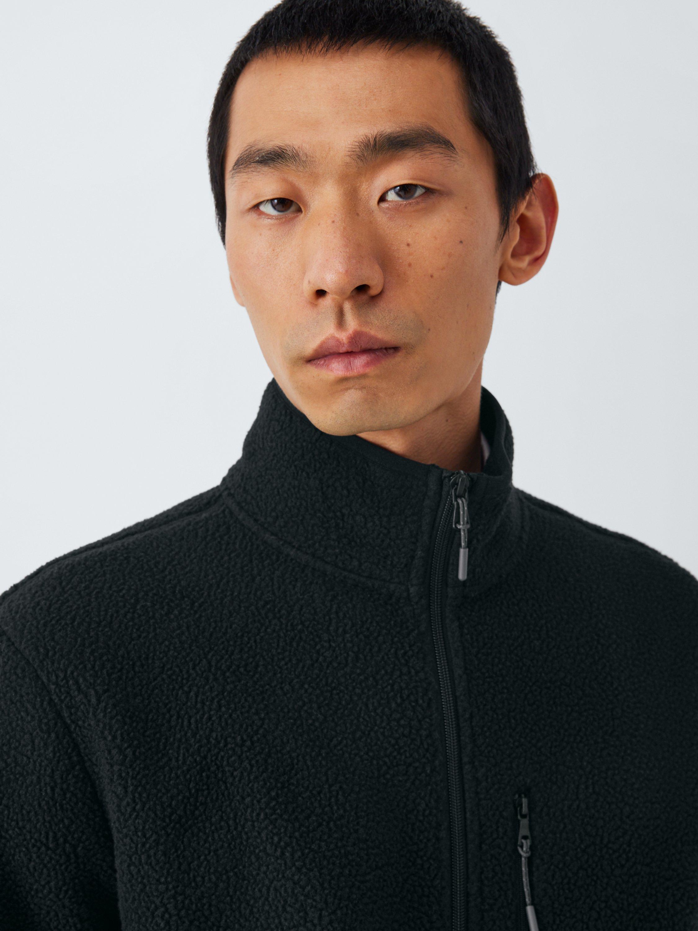 Product image 4 of 6, which shows John Lewis Bonded Borg Zip Front Jacket, Black, M
