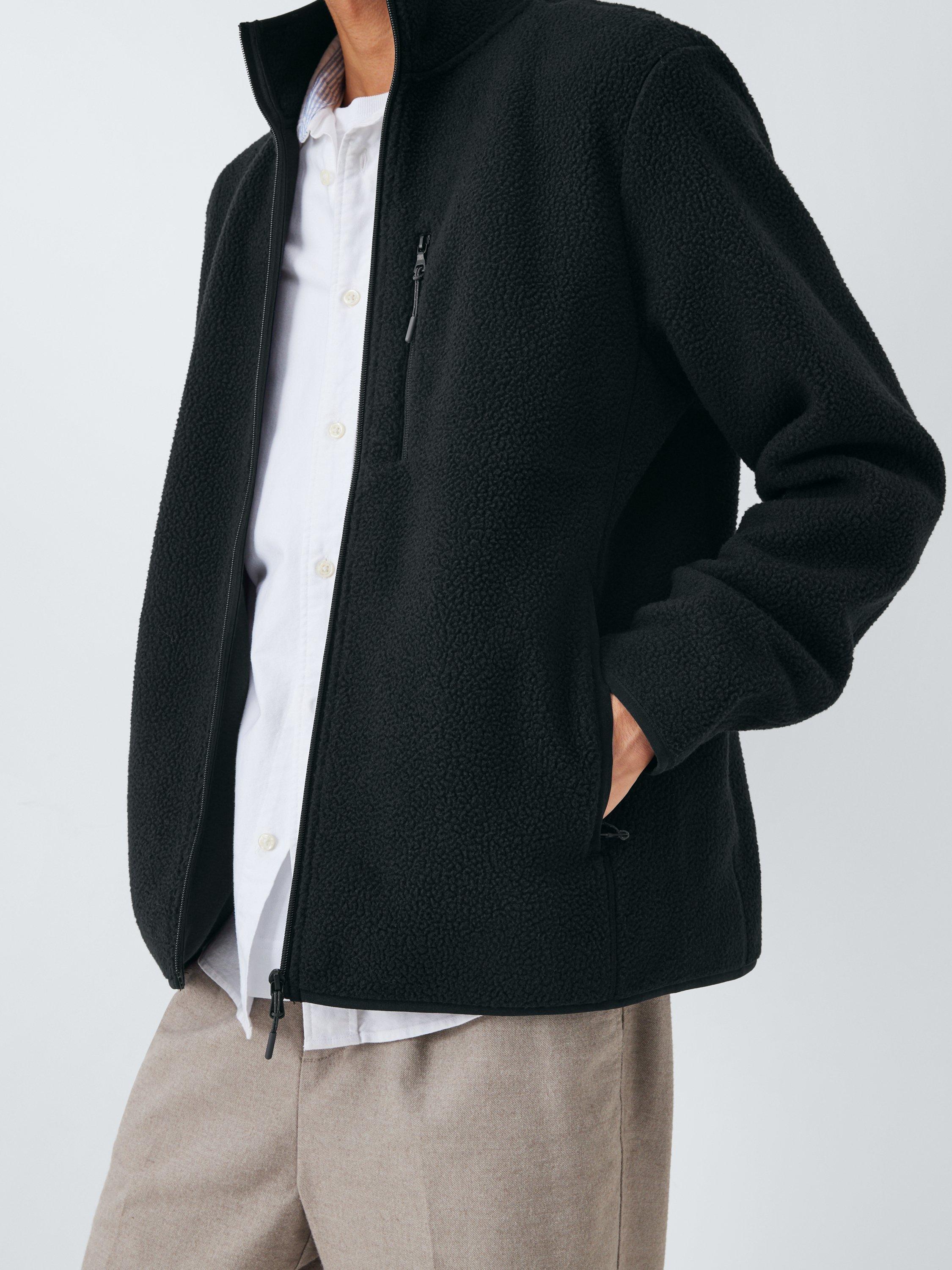 Product image 5 of 6, which shows John Lewis Bonded Borg Zip Front Jacket, Black, M
