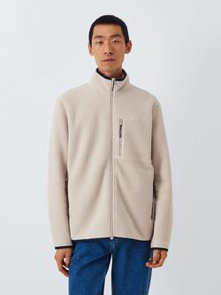 John Lewis Bonded Borg Zip Front Jacket, Stone