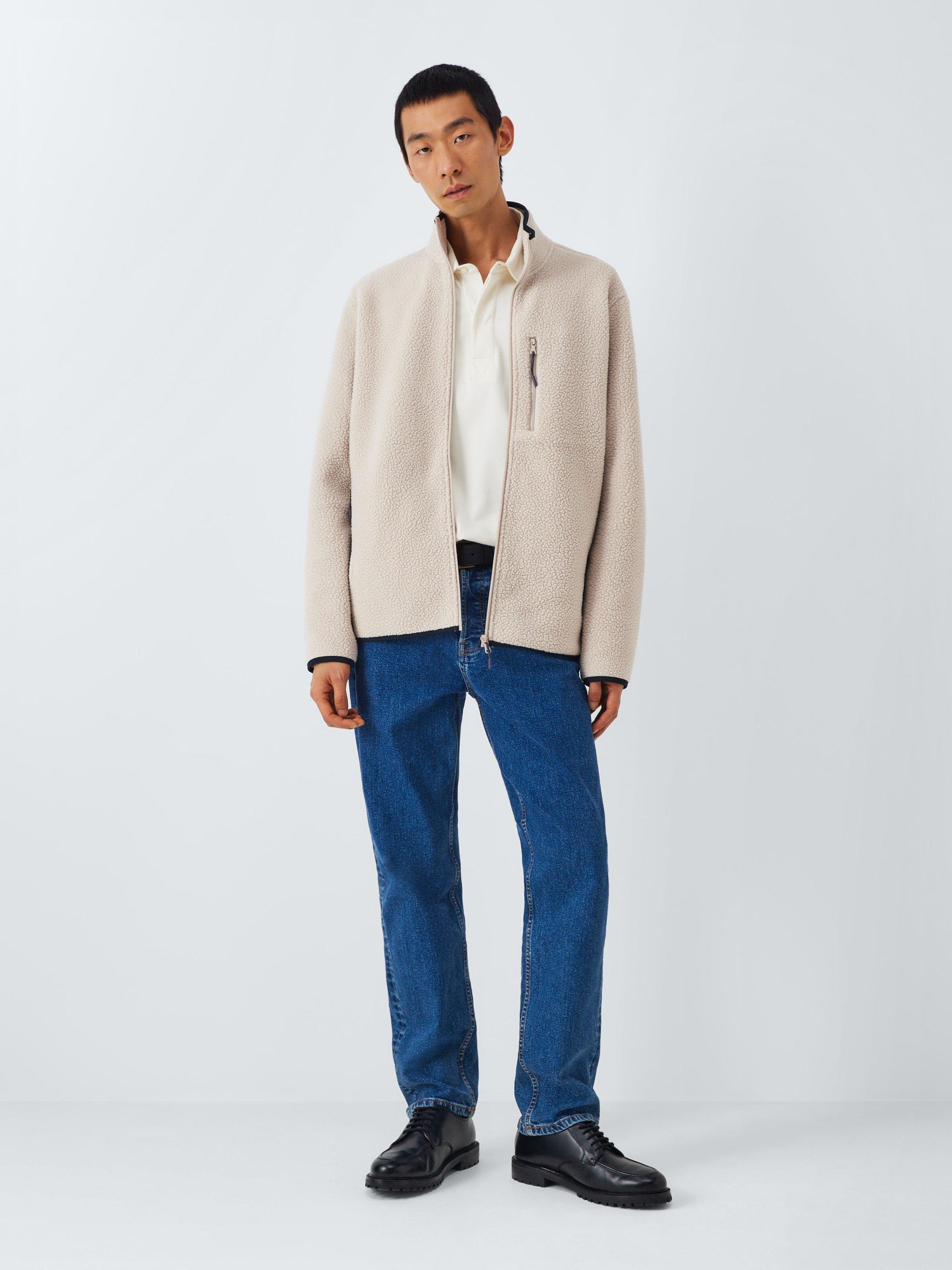 Product image 3 of 6, which shows John Lewis Bonded Borg Zip Front Jacket, Stone, M
