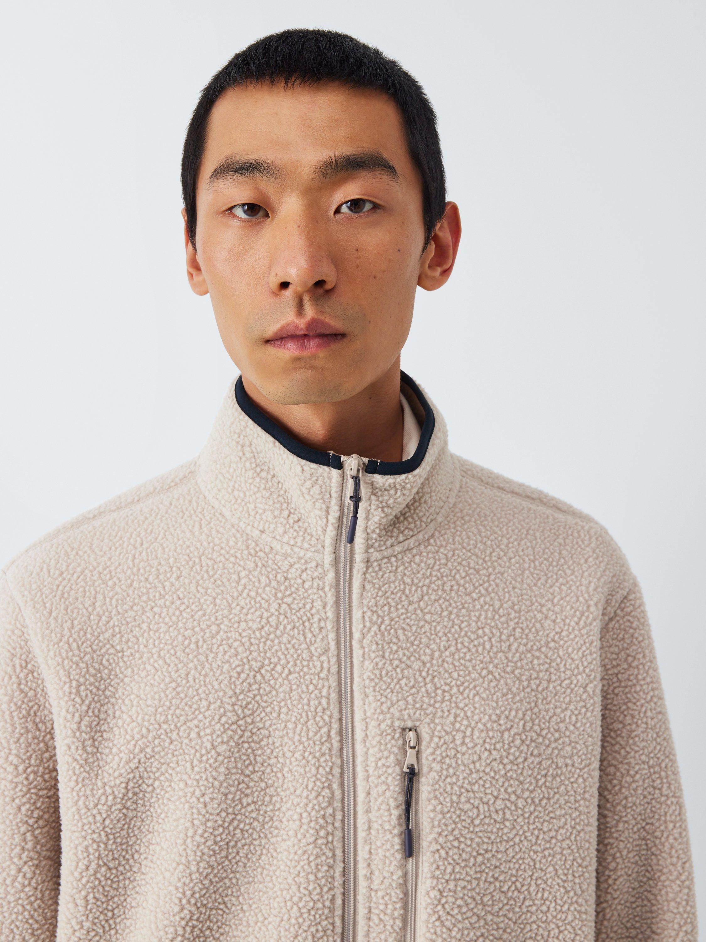Product image 5 of 6, which shows John Lewis Bonded Borg Zip Front Jacket, Stone, M