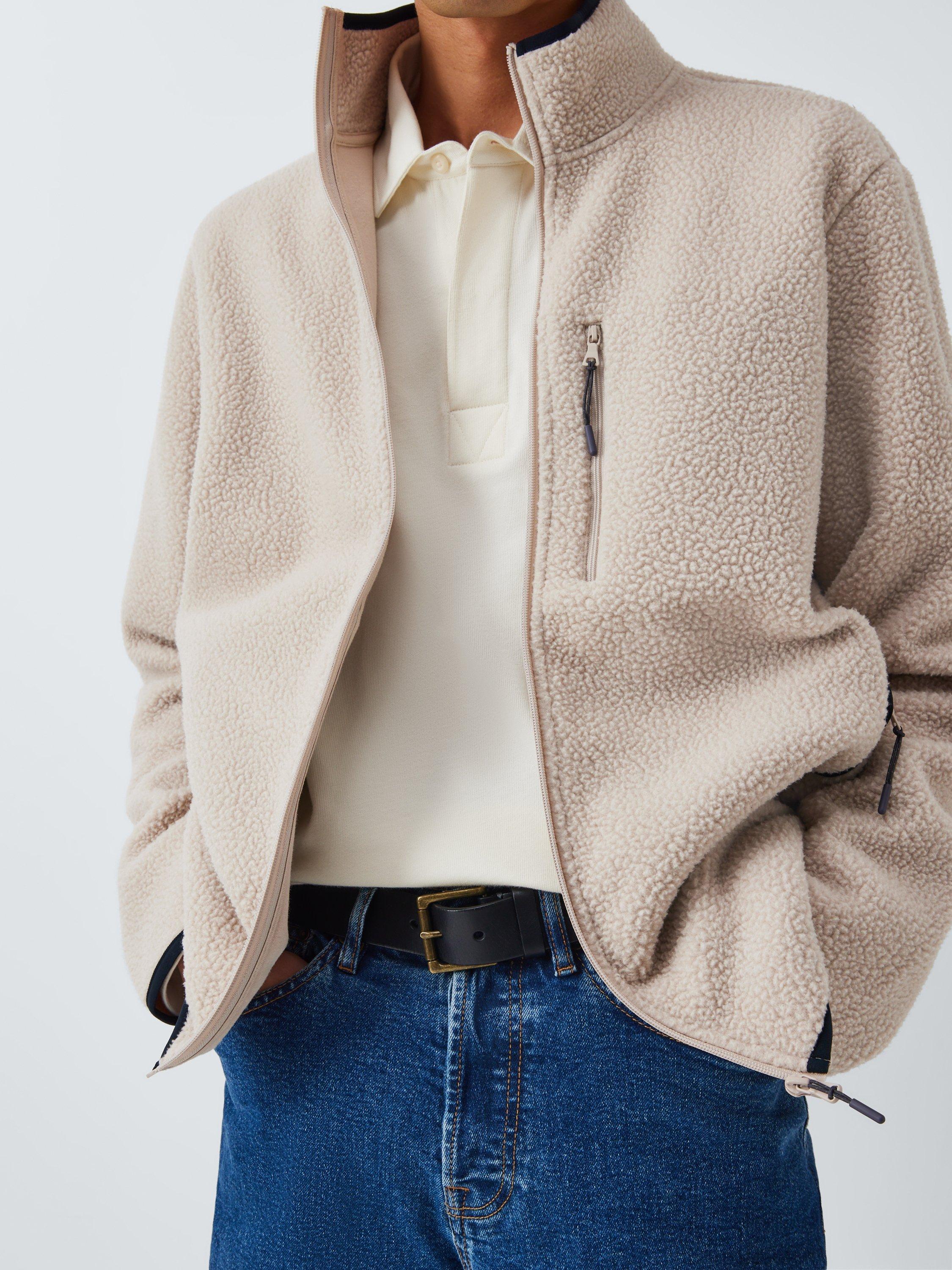 Product image 4 of 6, which shows John Lewis Bonded Borg Zip Front Jacket, Stone, M