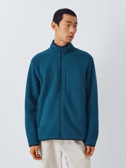 John Lewis Bonded Borg Zip Front Jacket, Blue Wing Teal