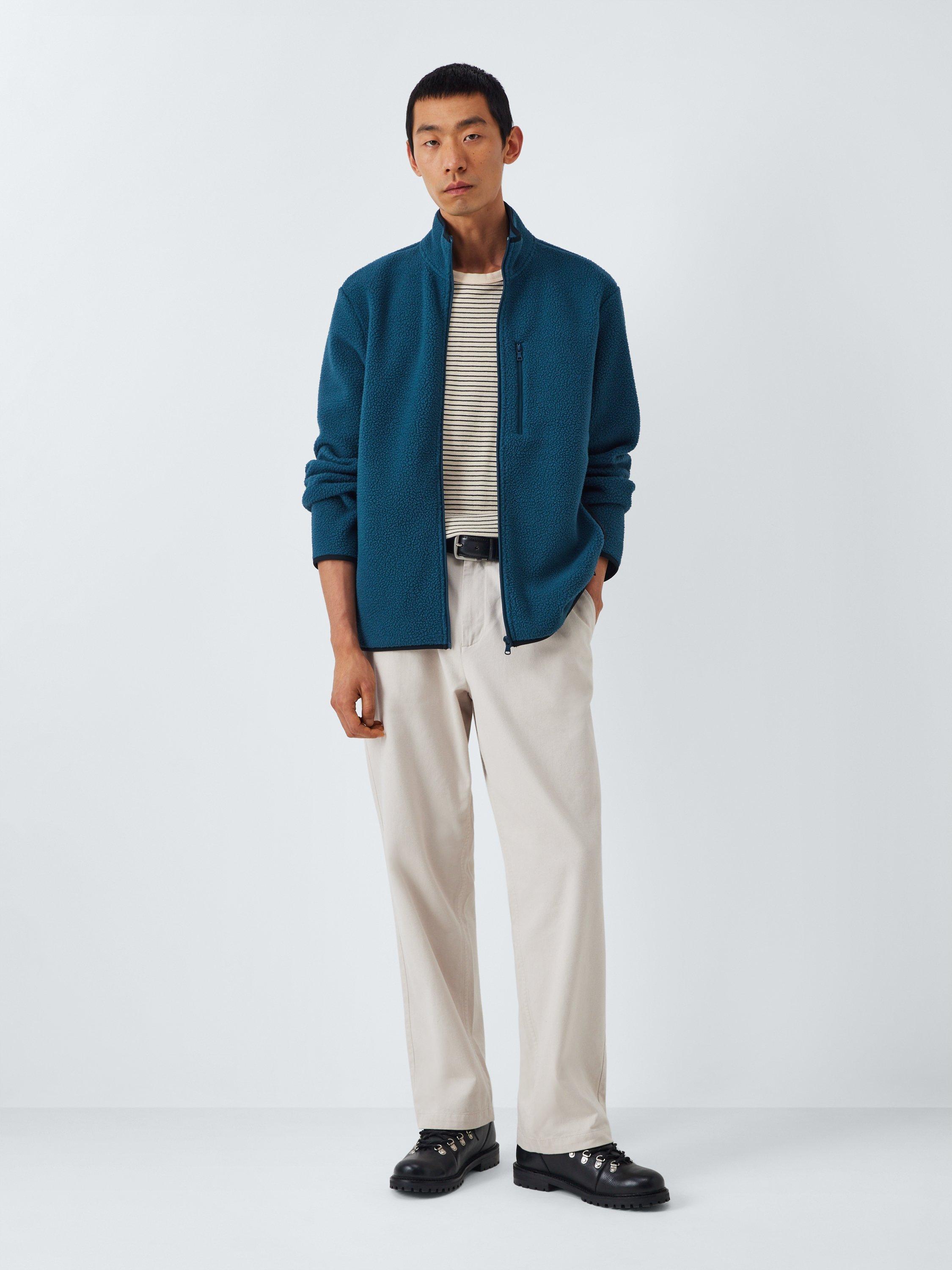 Product image 3 of 6, which shows John Lewis Bonded Borg Zip Front Jacket, Blue Wing Teal, L