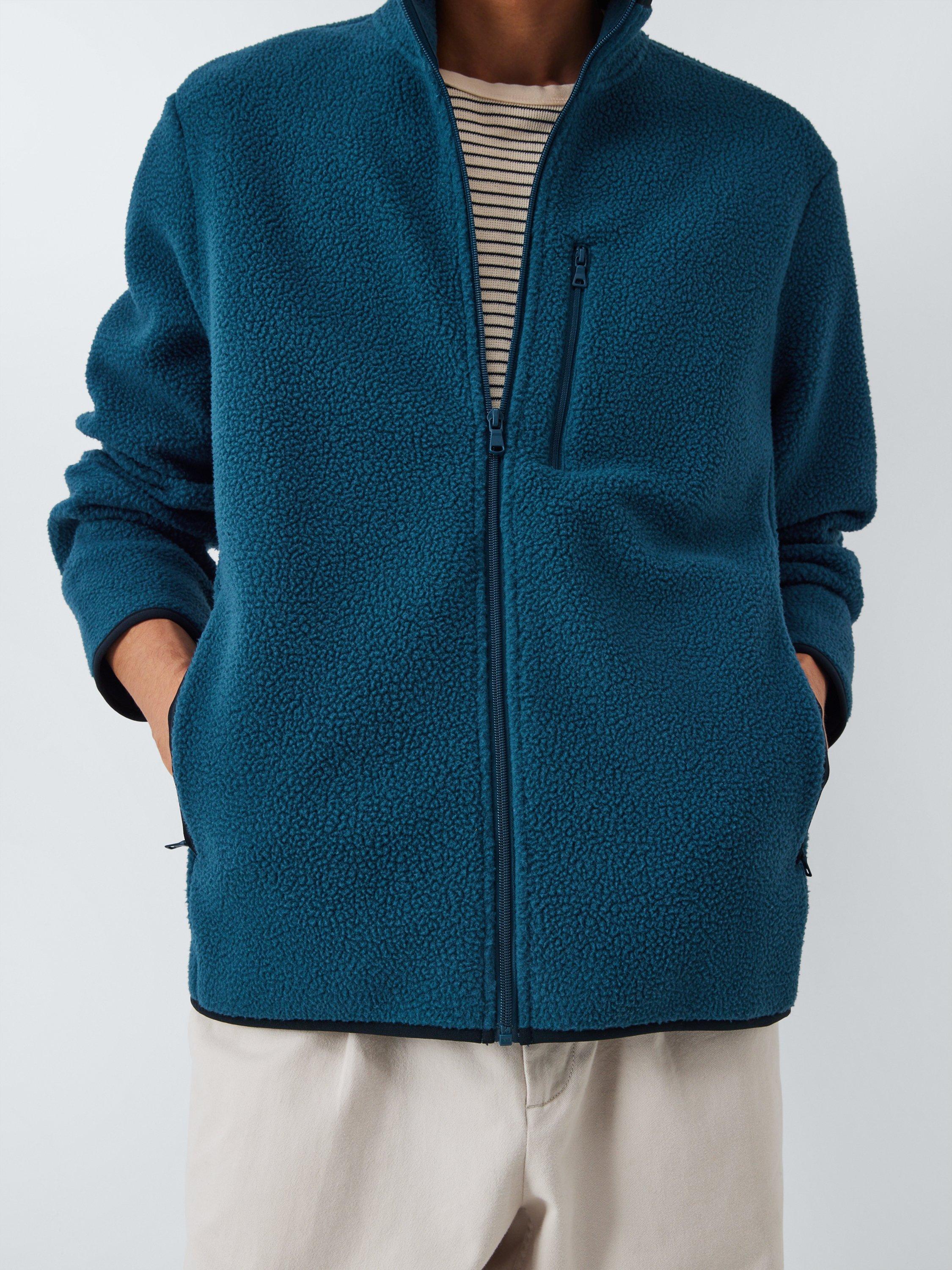 Product image 5 of 6, which shows John Lewis Bonded Borg Zip Front Jacket, Blue Wing Teal, L
