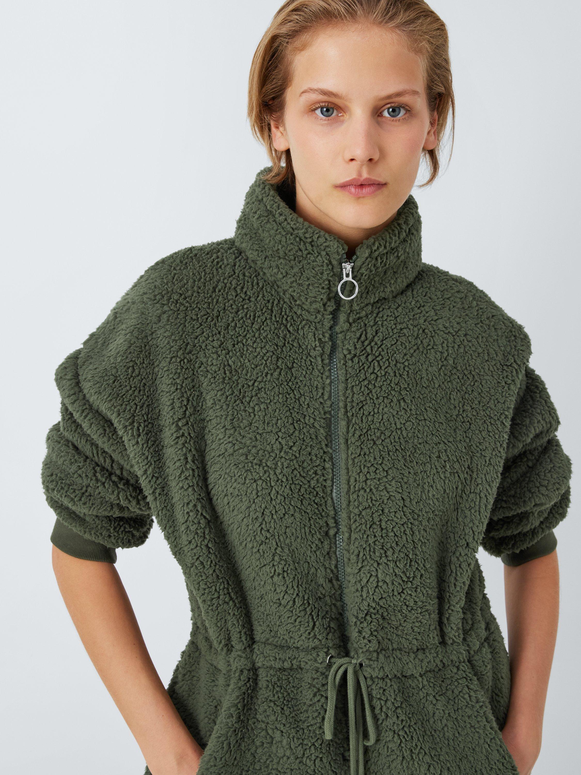 Product image 5 of 6, which shows John Lewis Borg Zip Neck Onesie, Khaki, S