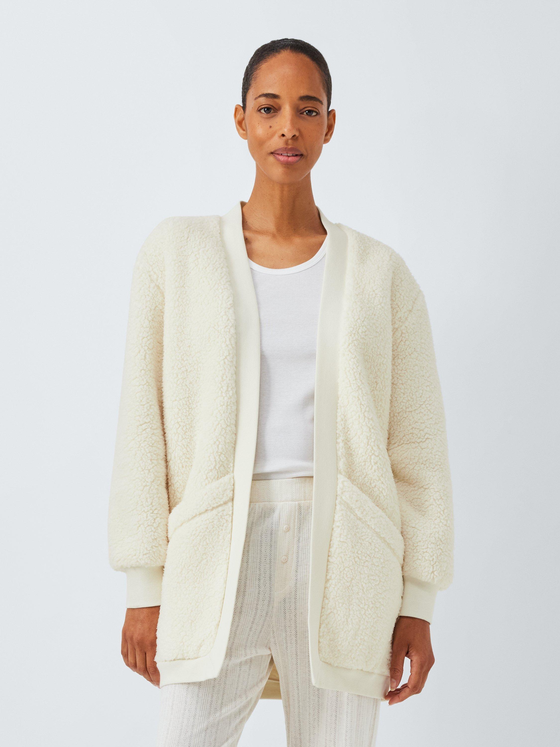 Product image 1 of 6, which shows John Lewis Borg Throw On Cardigan, Ivory, S-M