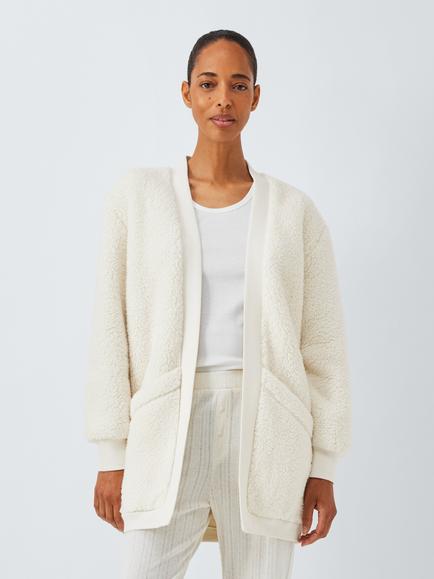 John Lewis Borg Throw On Cardigan, Ivory, Ivory
