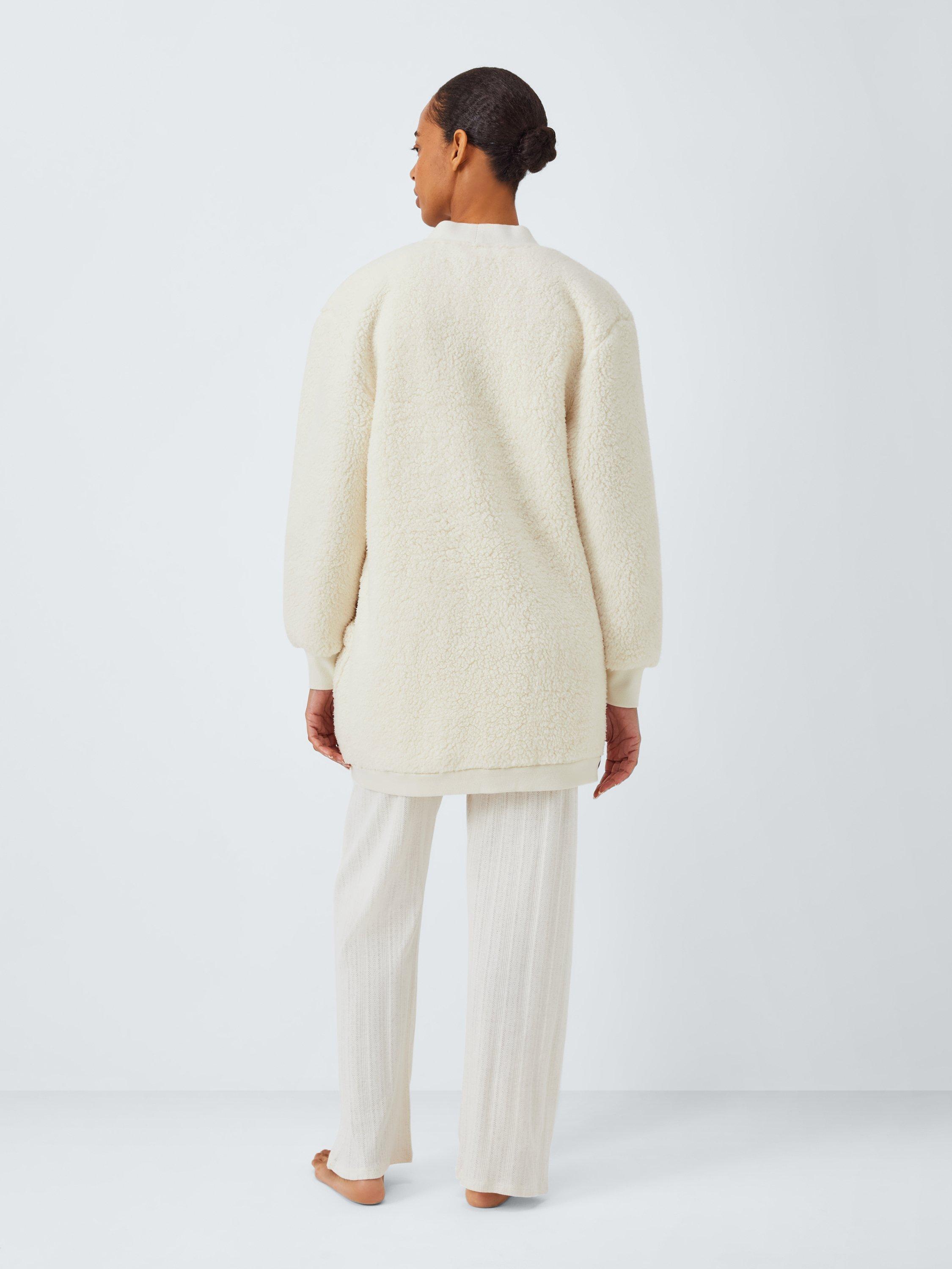 Product image 2 of 6, which shows John Lewis Borg Throw On Cardigan, Ivory, S-M
