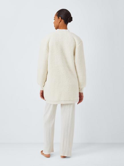 John Lewis Borg Throw On Cardigan, Ivory - view 2, Ivory