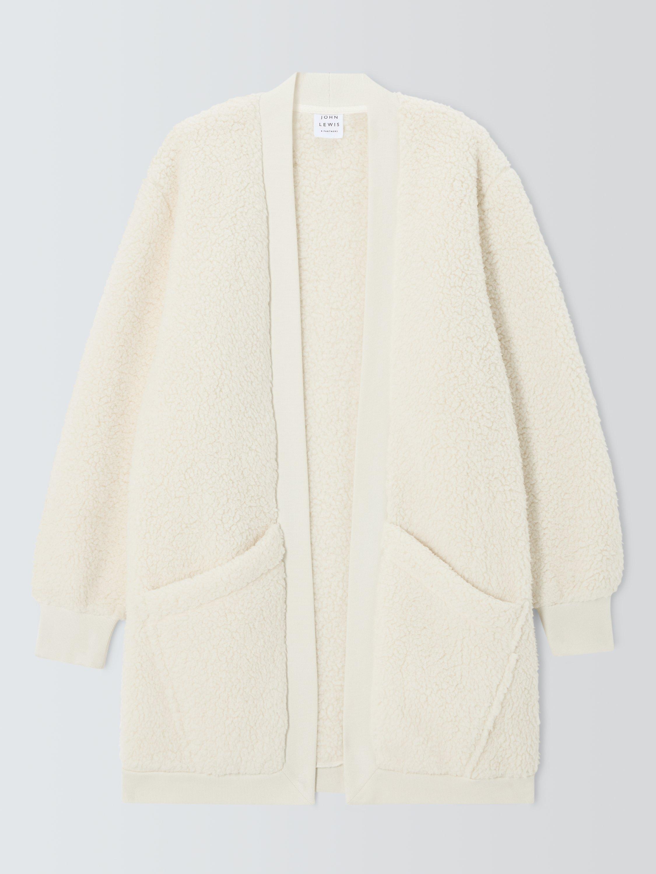 Product image 4 of 6, which shows John Lewis Borg Throw On Cardigan, Ivory, S-M