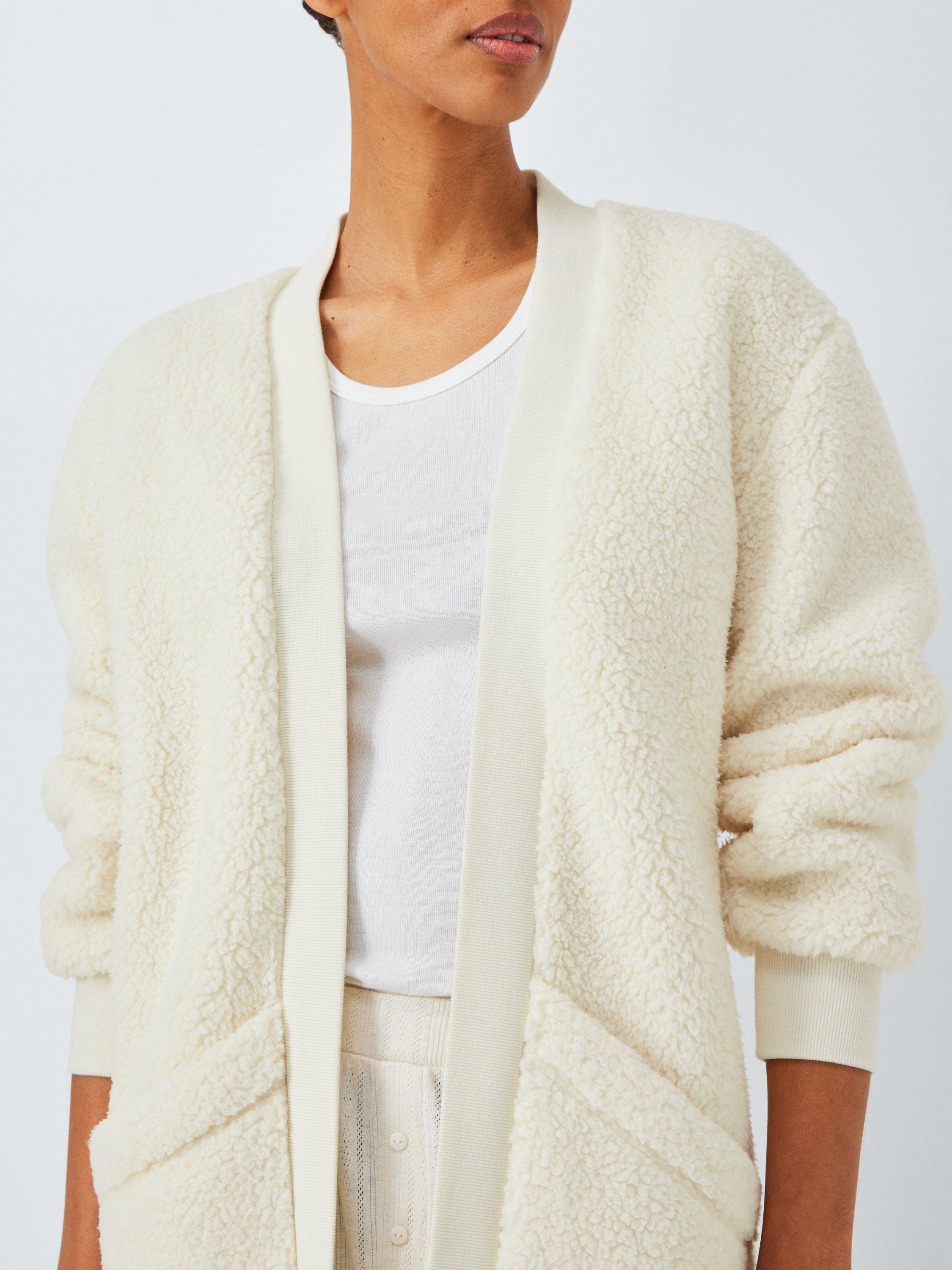 Product image 5 of 6, which shows John Lewis Borg Throw On Cardigan, Ivory, S-M