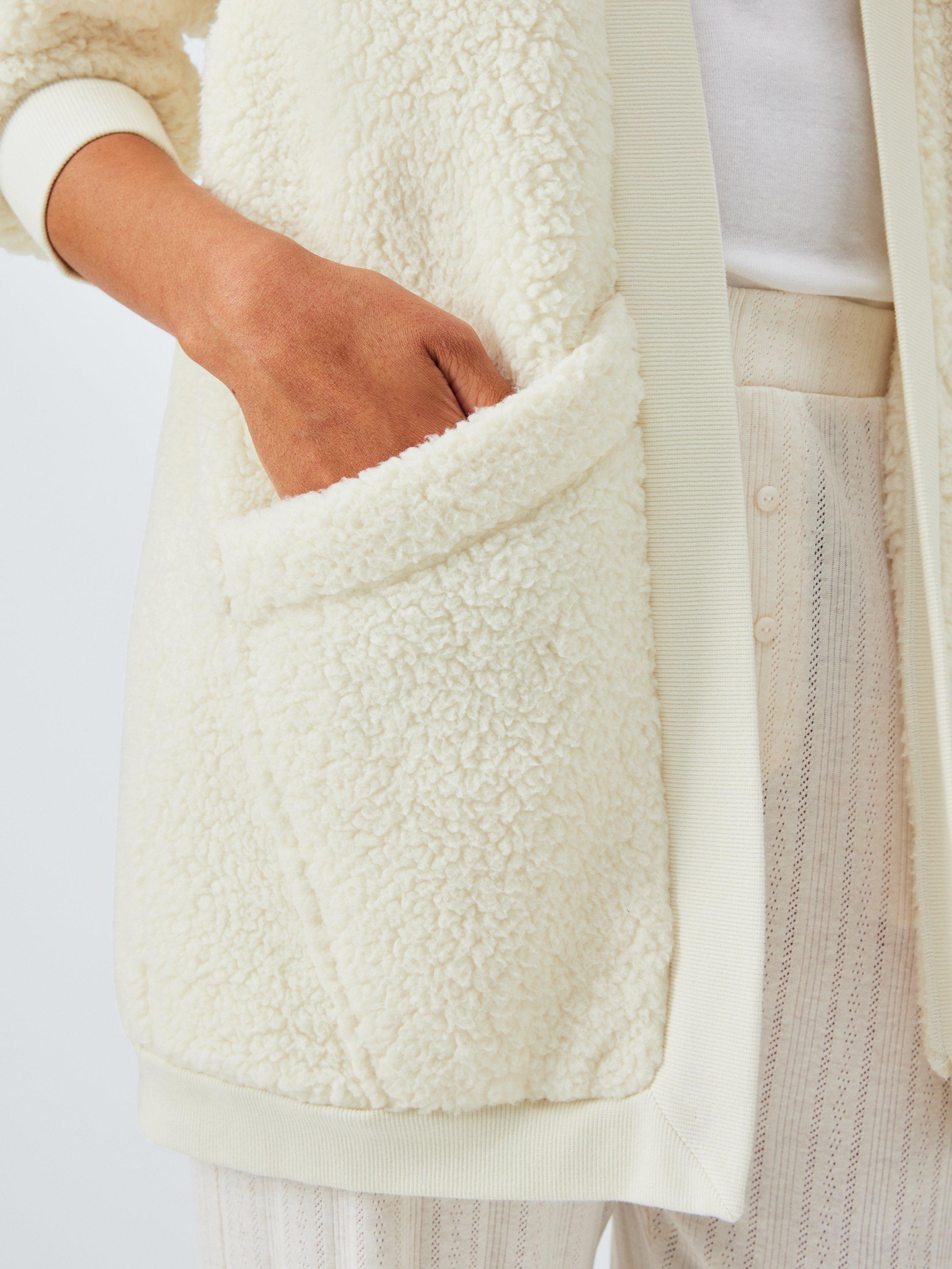 Product image 6 of 6, which shows John Lewis Borg Throw On Cardigan, Ivory, S-M
