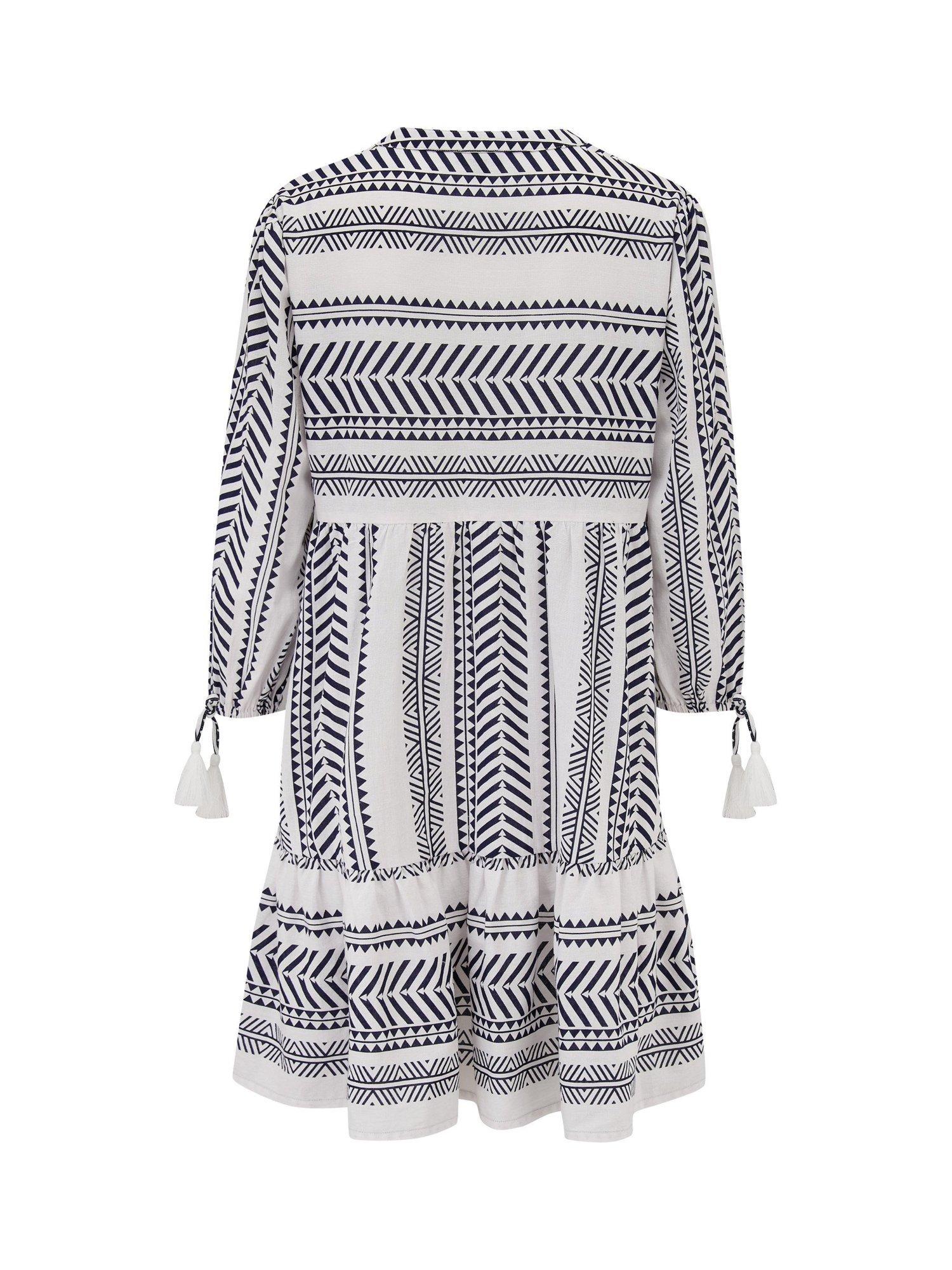 Product image 6 of 6, which shows Pour Moi Geometric Print Beach Kaftan Dress, Navy/White, 8