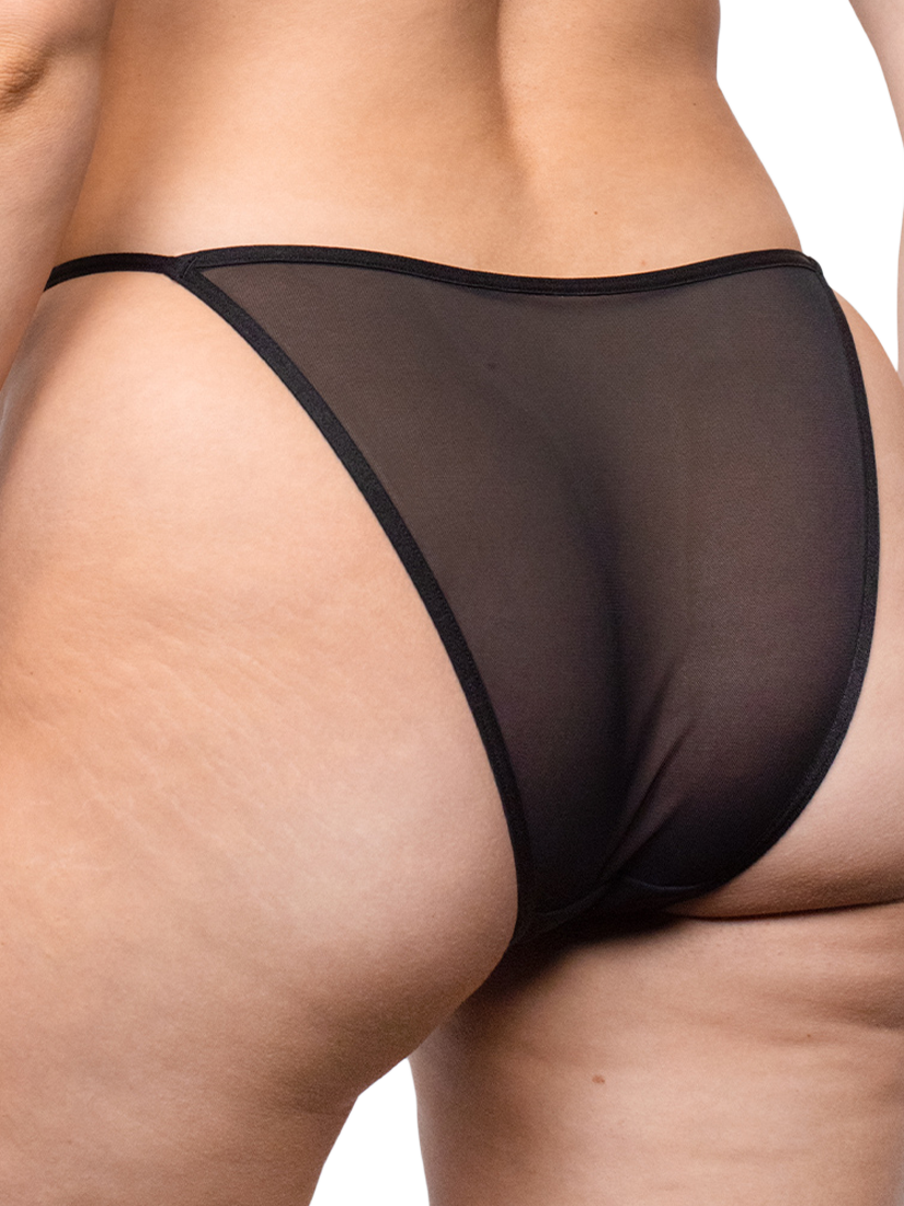 Product image 4 of 9, which shows Curvy Kate Entwined Tanga Knickers, Black/Blush, S